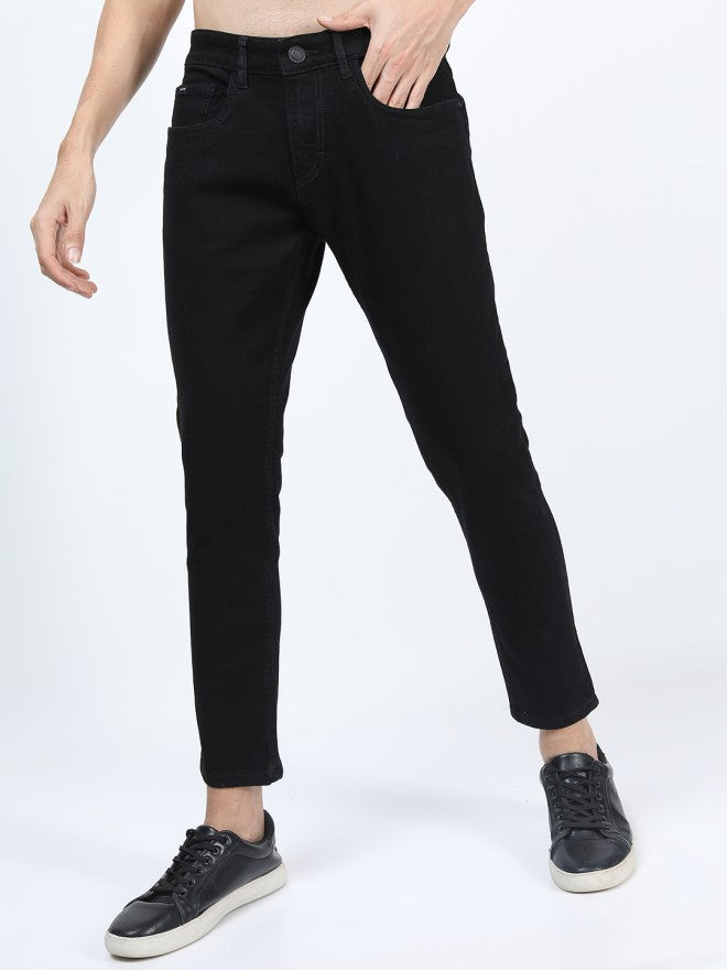 Highlander Men Black Tapered Fit Stretchable Jeans - Black - Image 5