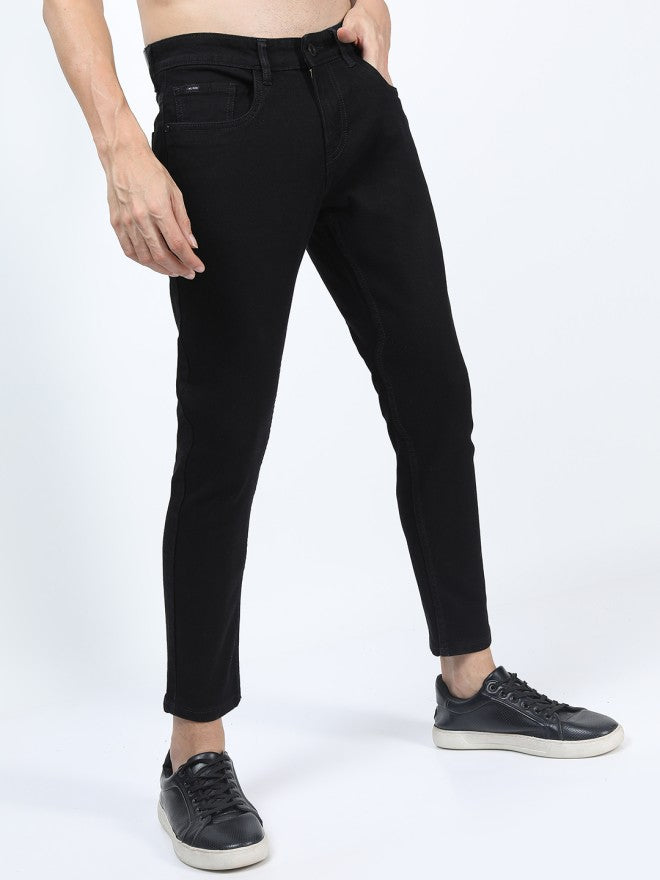 Highlander Men Black Tapered Fit Stretchable Jeans - Black - Image 6