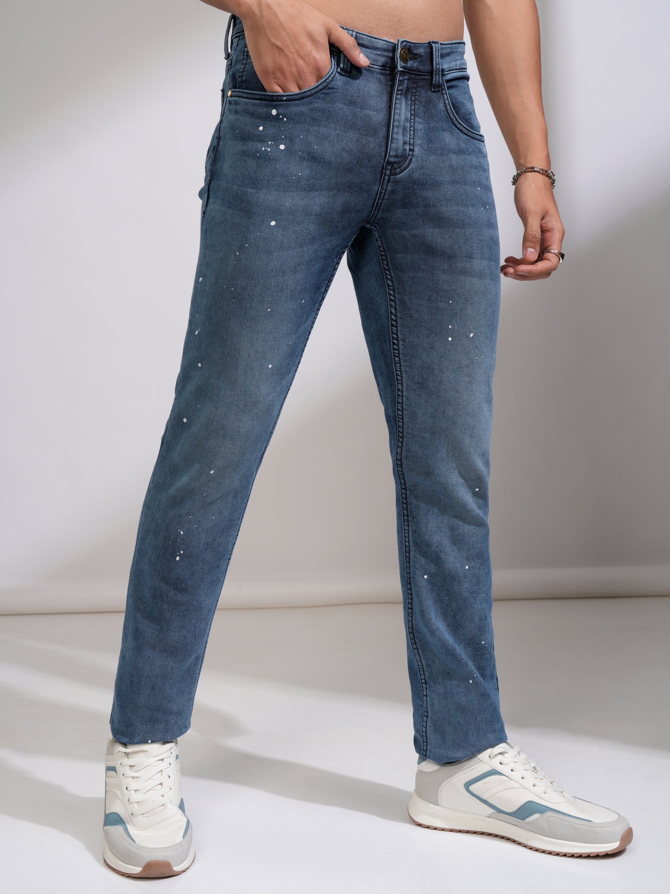Highlander Men Blue Tapered Fit Stretchable Jeans - Blue - Image 6