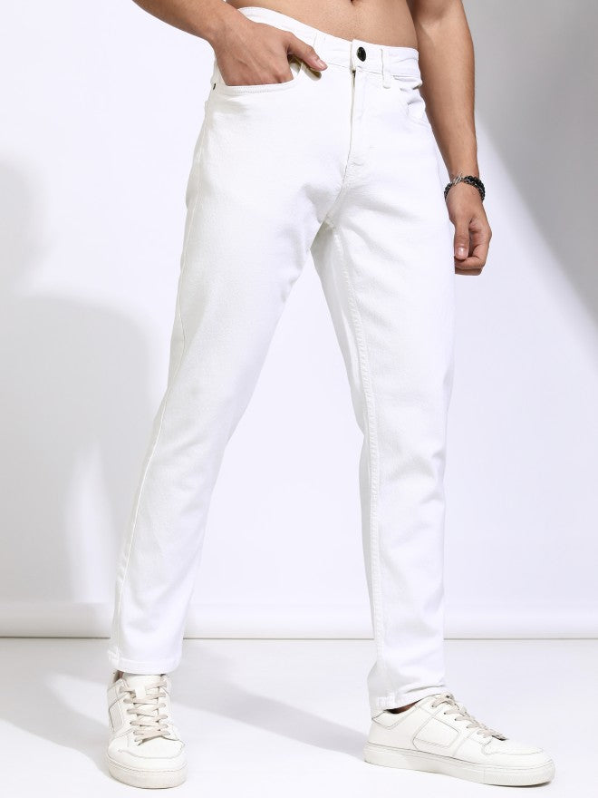 Highlander Men White Slim Fit Stretchable Jeans - White - Image 6