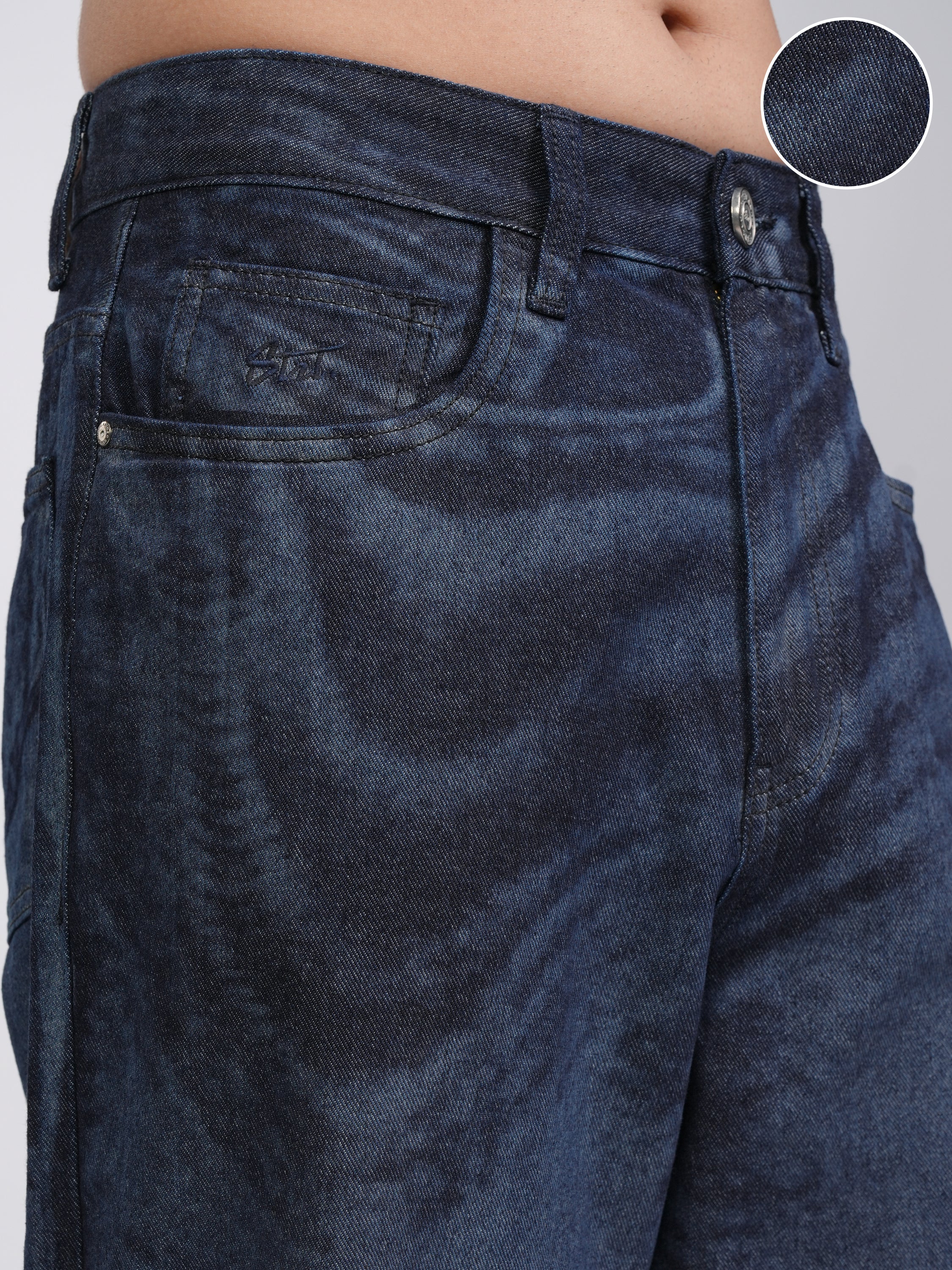 Highlander Men Blue Straight Fit Stretchable Jeans - Blue - Image 5