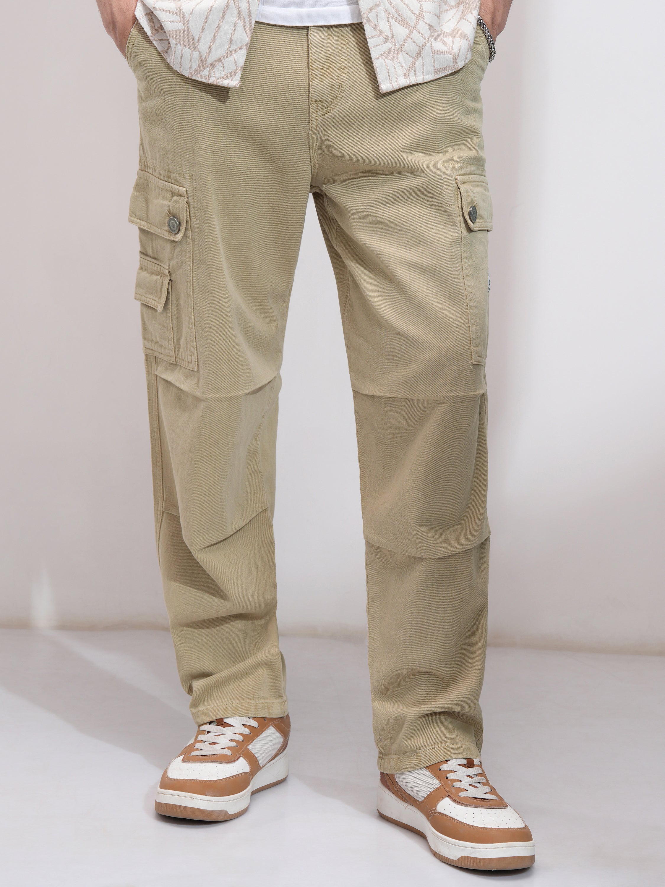 Highlander Men Khaki Straight Fit Stretchable Jeans - Khaki - Image 1