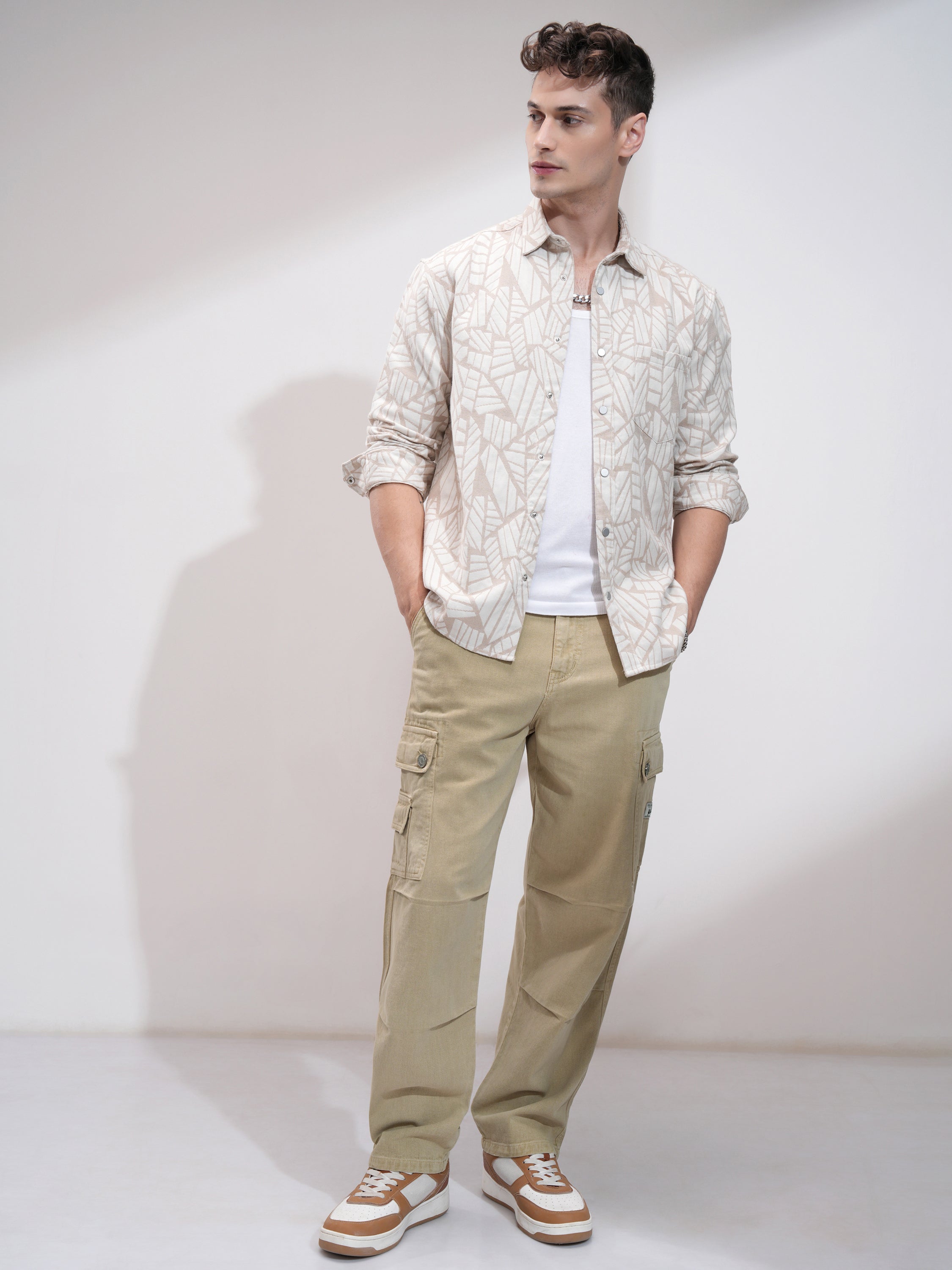 Highlander Men Khaki Straight Fit Stretchable Jeans - Khaki - Image 2