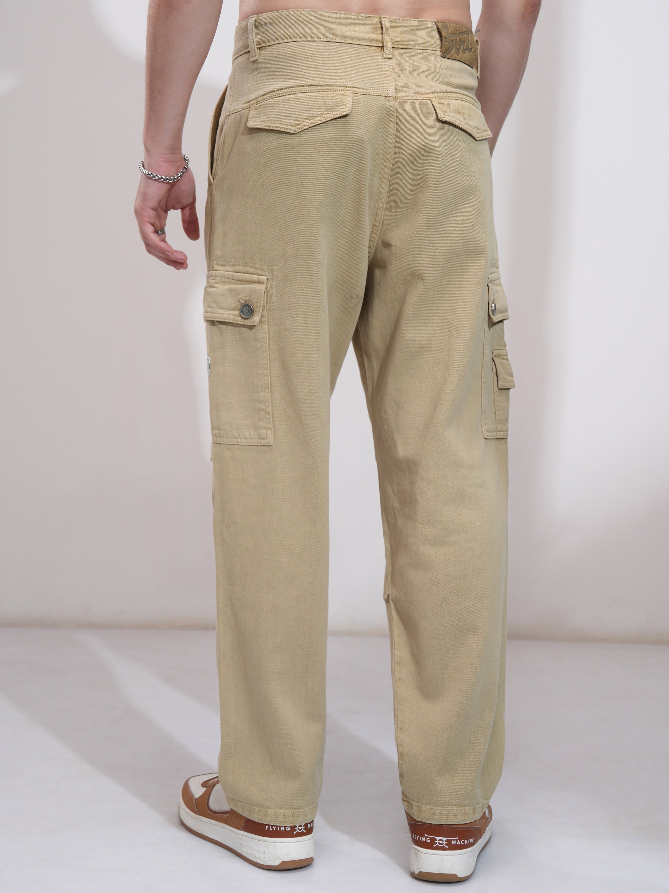 Highlander Men Khaki Straight Fit Stretchable Jeans - Khaki - Image 3
