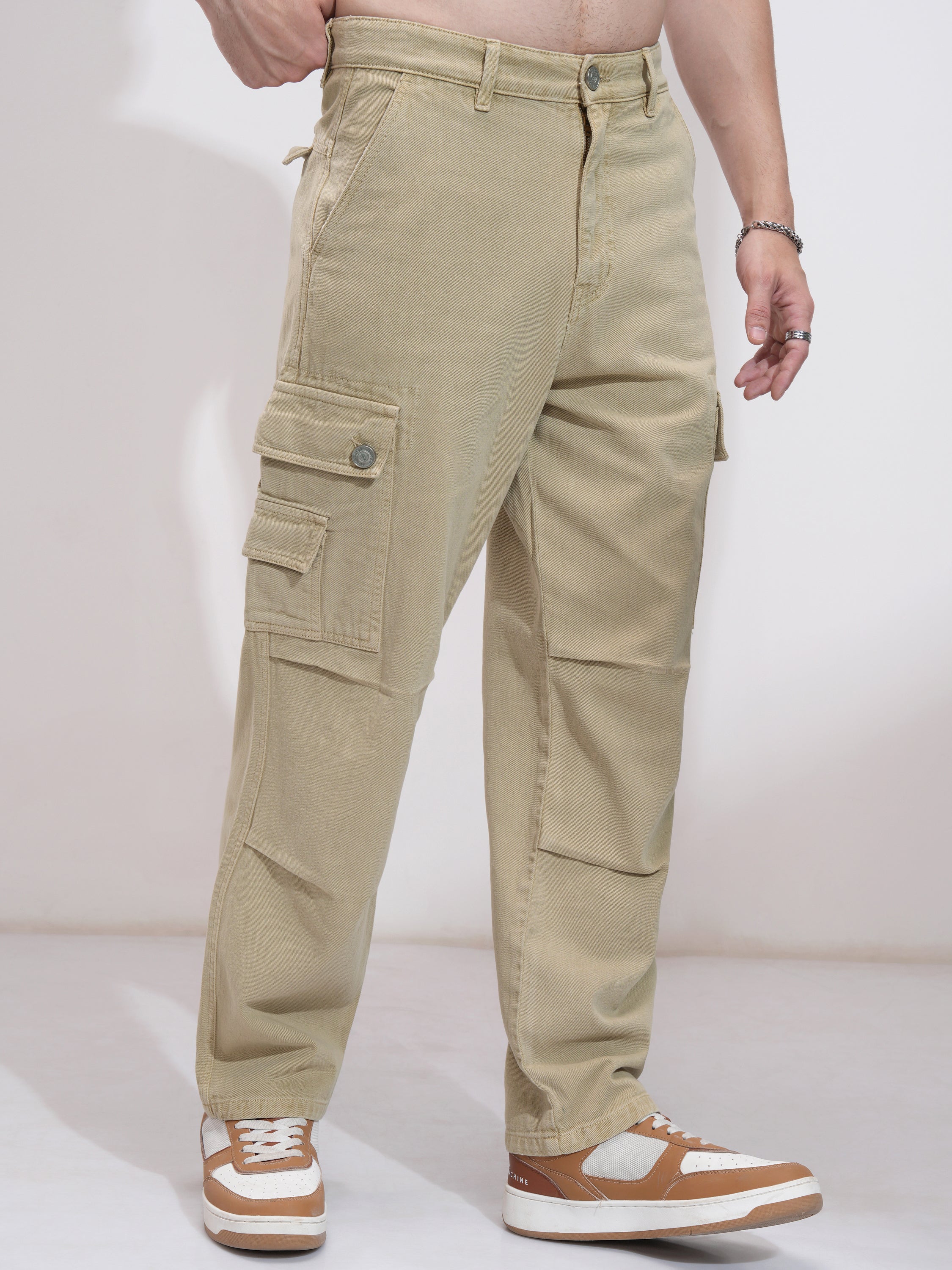 Highlander Men Khaki Straight Fit Stretchable Jeans - Khaki - Image 6