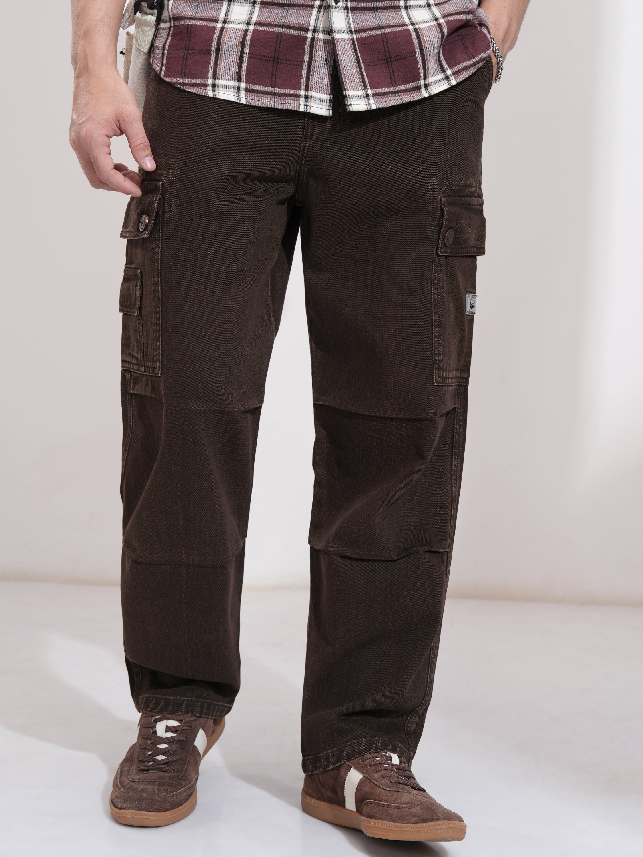 Highlander Men Coffee Brown Straight Fit Stretchable Jeans - Coffee Brown - Image 1