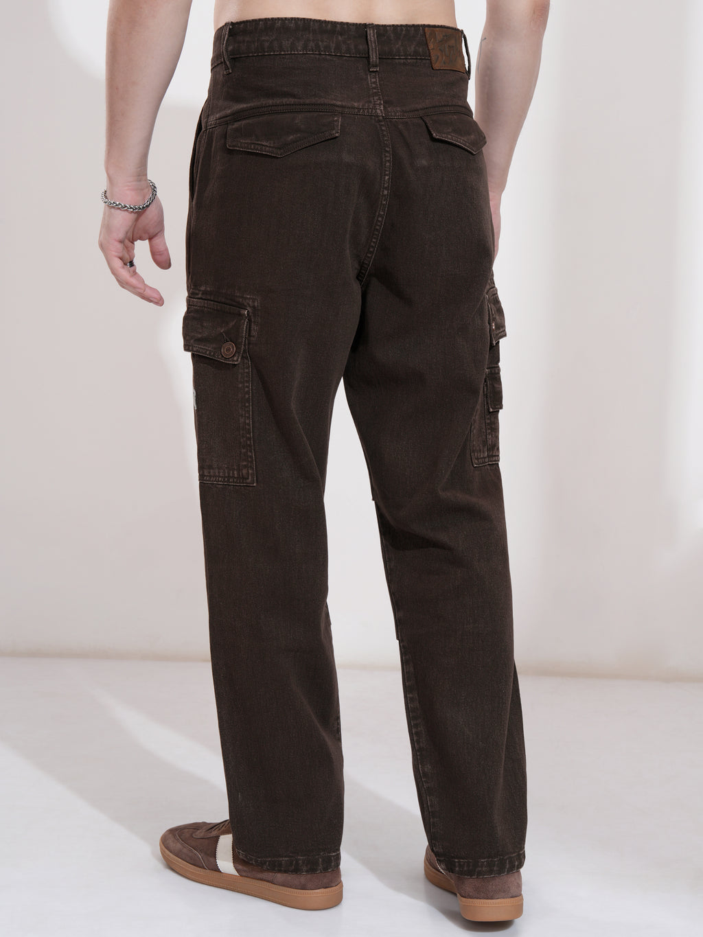 Highlander Men Coffee Brown Straight Fit Stretchable Jeans - Coffee Brown - Image 3