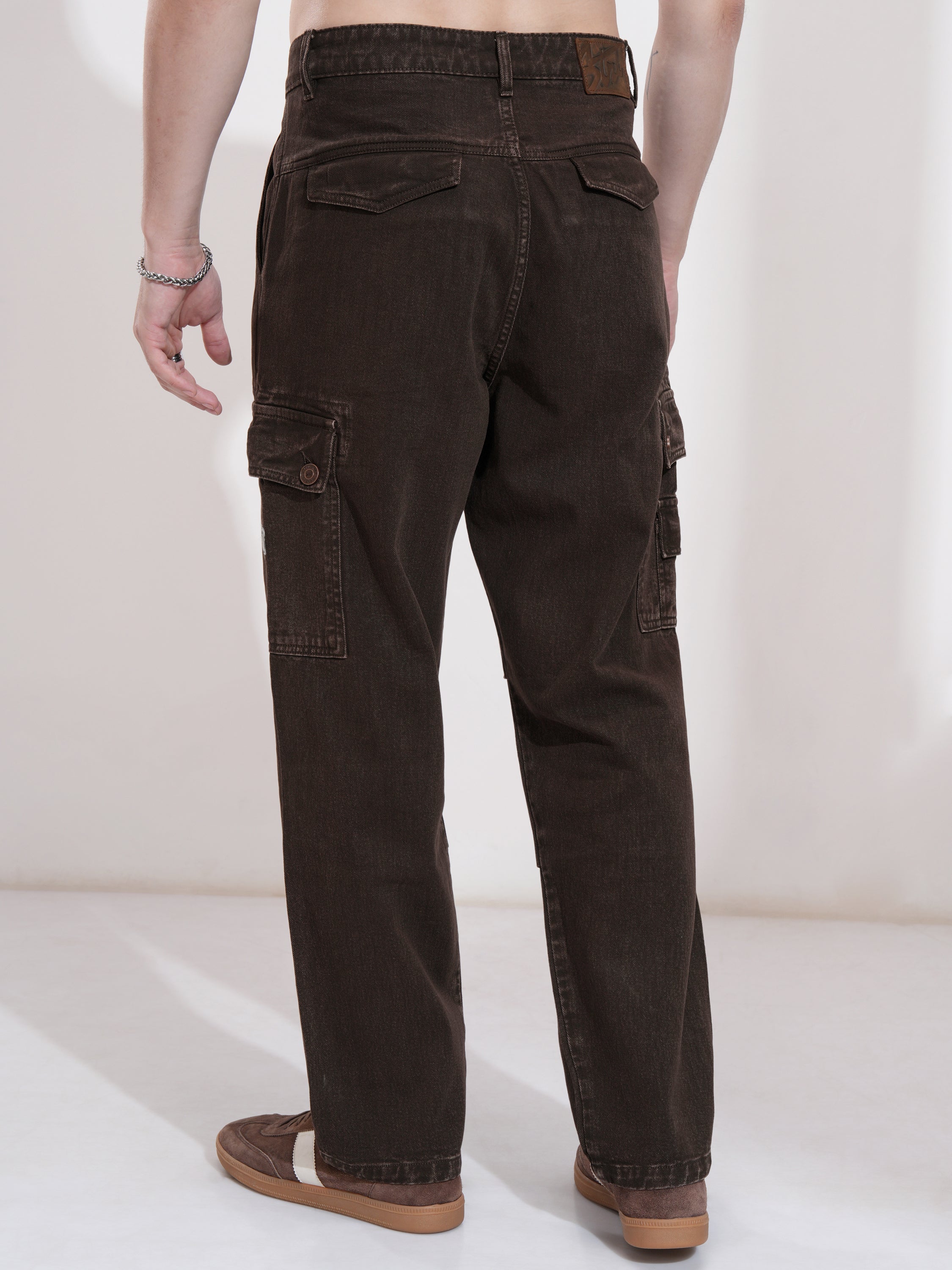 Highlander Men Coffee Brown Straight Fit Stretchable Jeans - Coffee Brown - Image 3