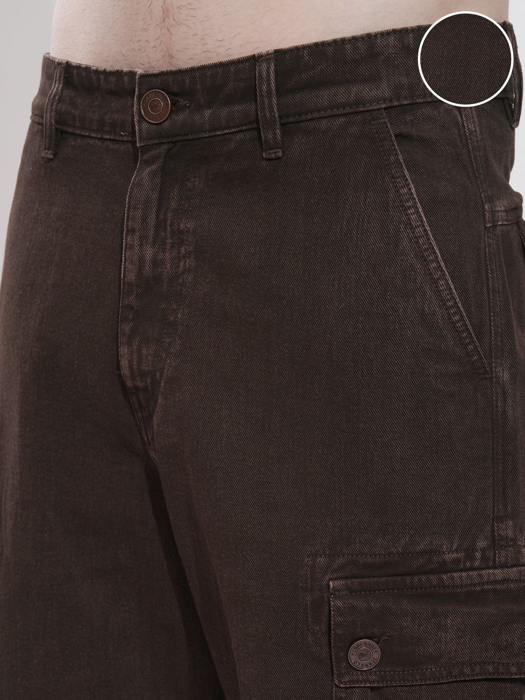 Highlander Men Coffee Brown Straight Fit Stretchable Jeans - Coffee Brown - Image 5