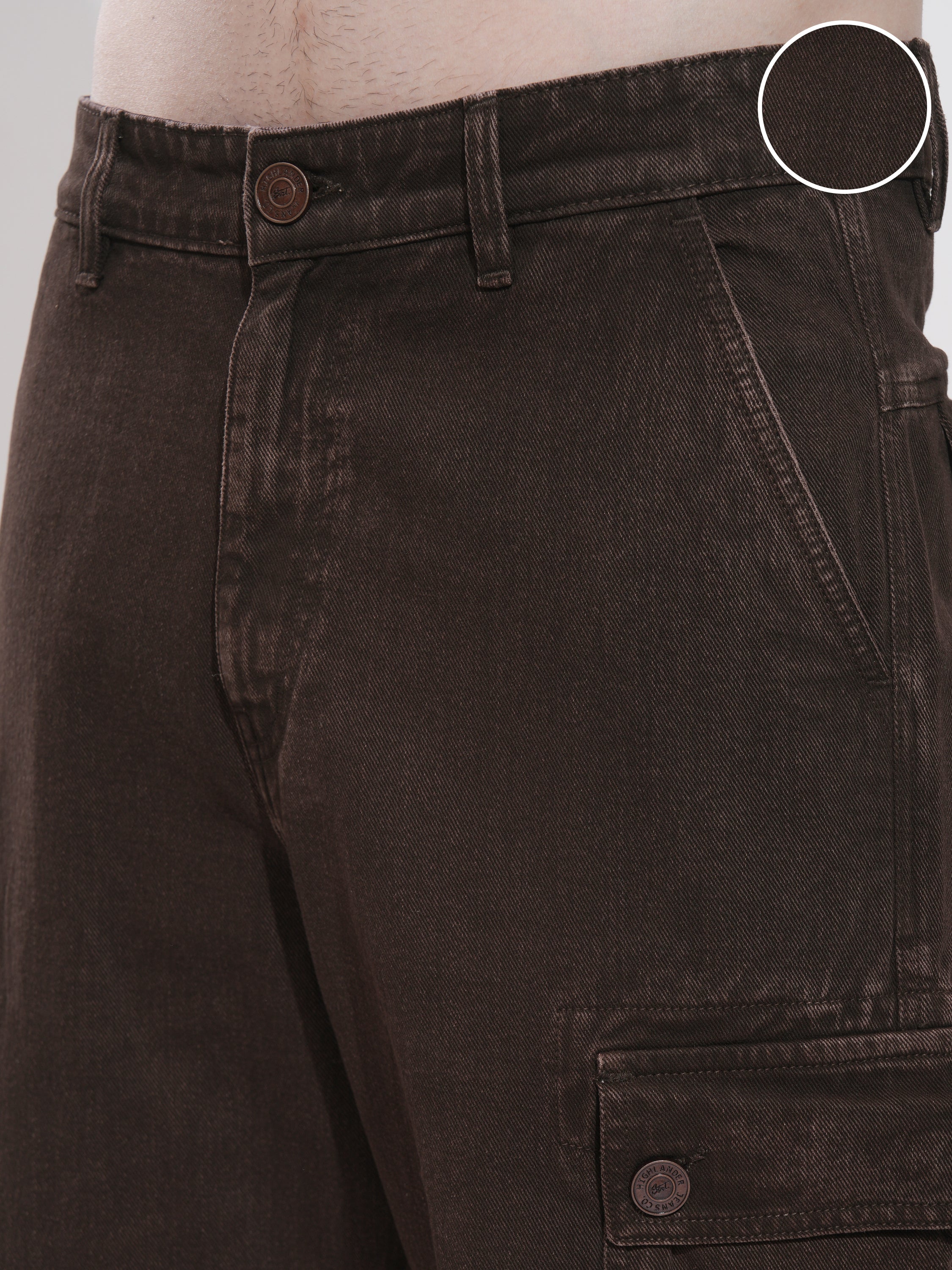 Highlander Men Coffee Brown Straight Fit Stretchable Jeans - Coffee Brown - Image 5
