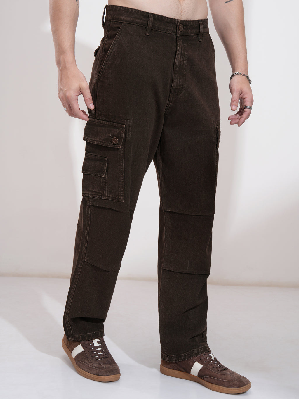 Highlander Men Coffee Brown Straight Fit Stretchable Jeans - Coffee Brown - Image 6