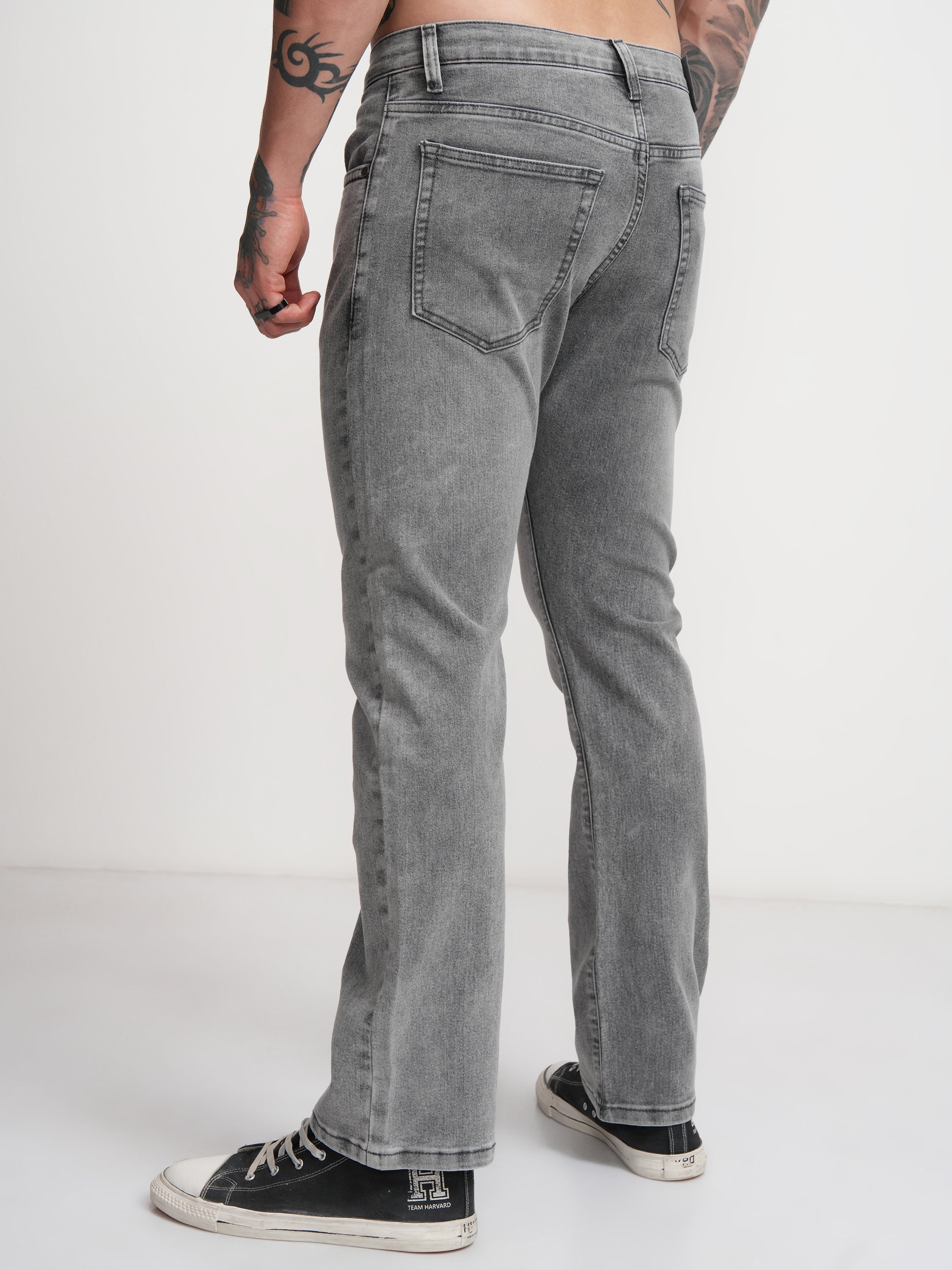 Highlander Men Grey Straight Fit Stretchable Jeans - Grey - Image 3
