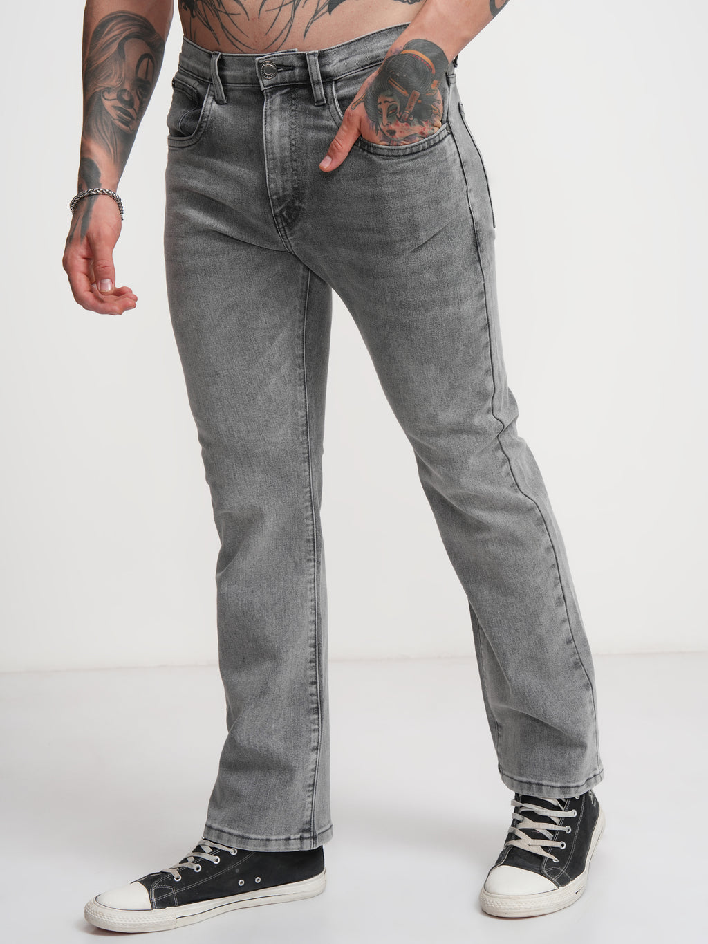 Highlander Men Grey Straight Fit Stretchable Jeans - Grey - Image 4