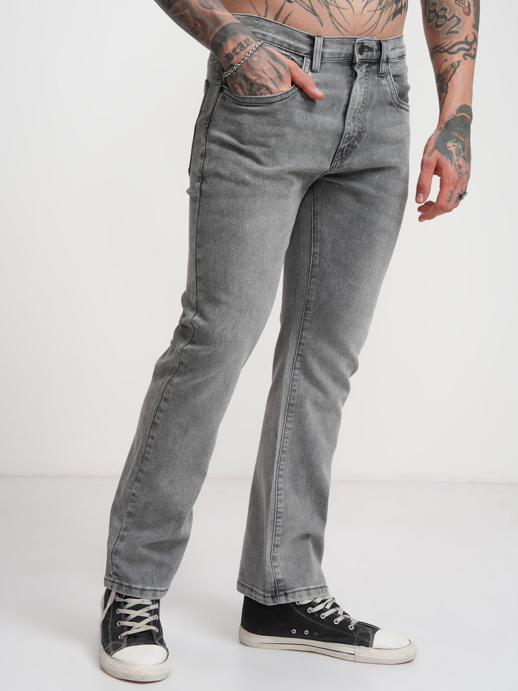 Highlander Men Grey Straight Fit Stretchable Jeans - Grey - Image 6