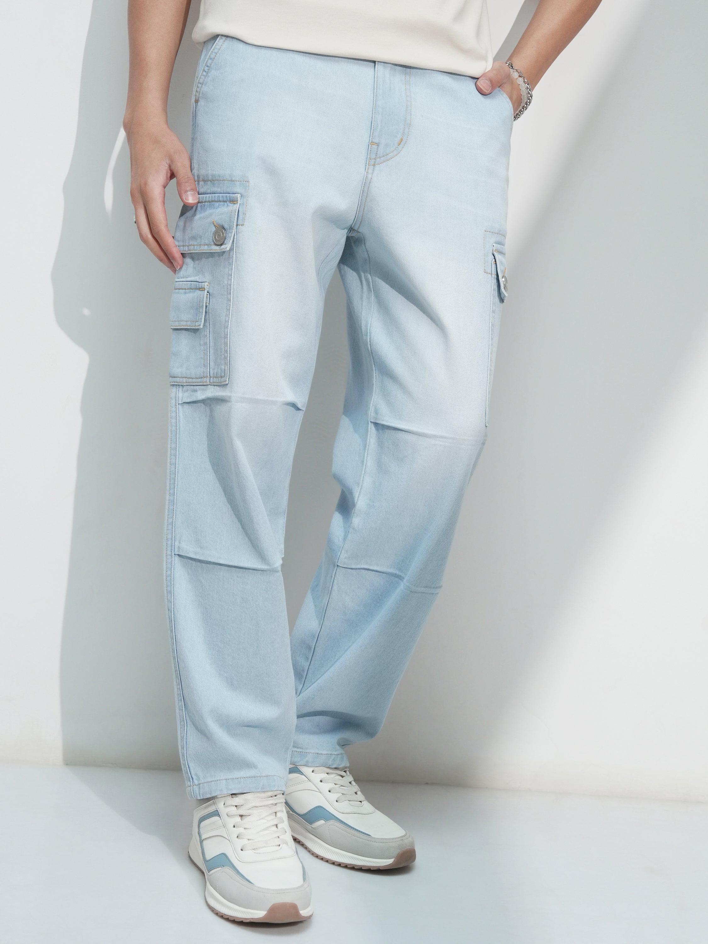 Highlander Men Blue Straight Fit Stretchable Jeans - Blue - Image 1