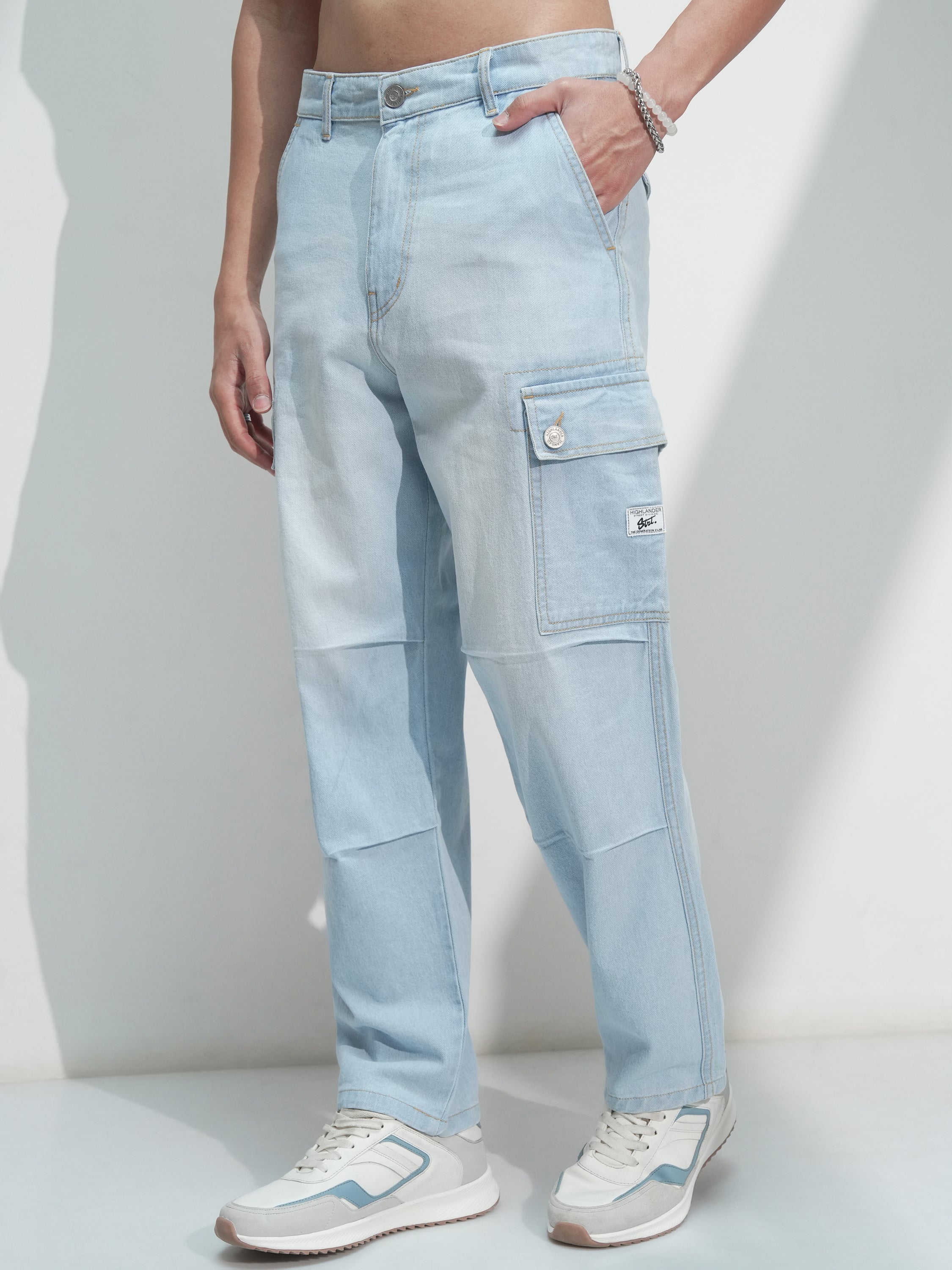 Highlander Men Blue Straight Fit Stretchable Jeans - Blue - Image 4