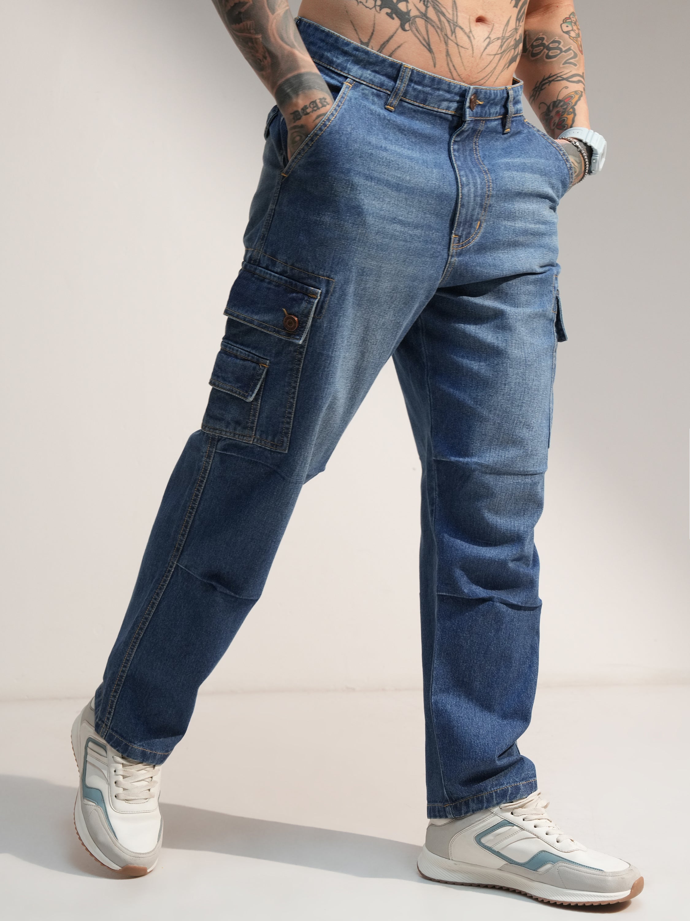 Highlander Men Blue Baggy Stretchable Jeans - Blue - Image 6