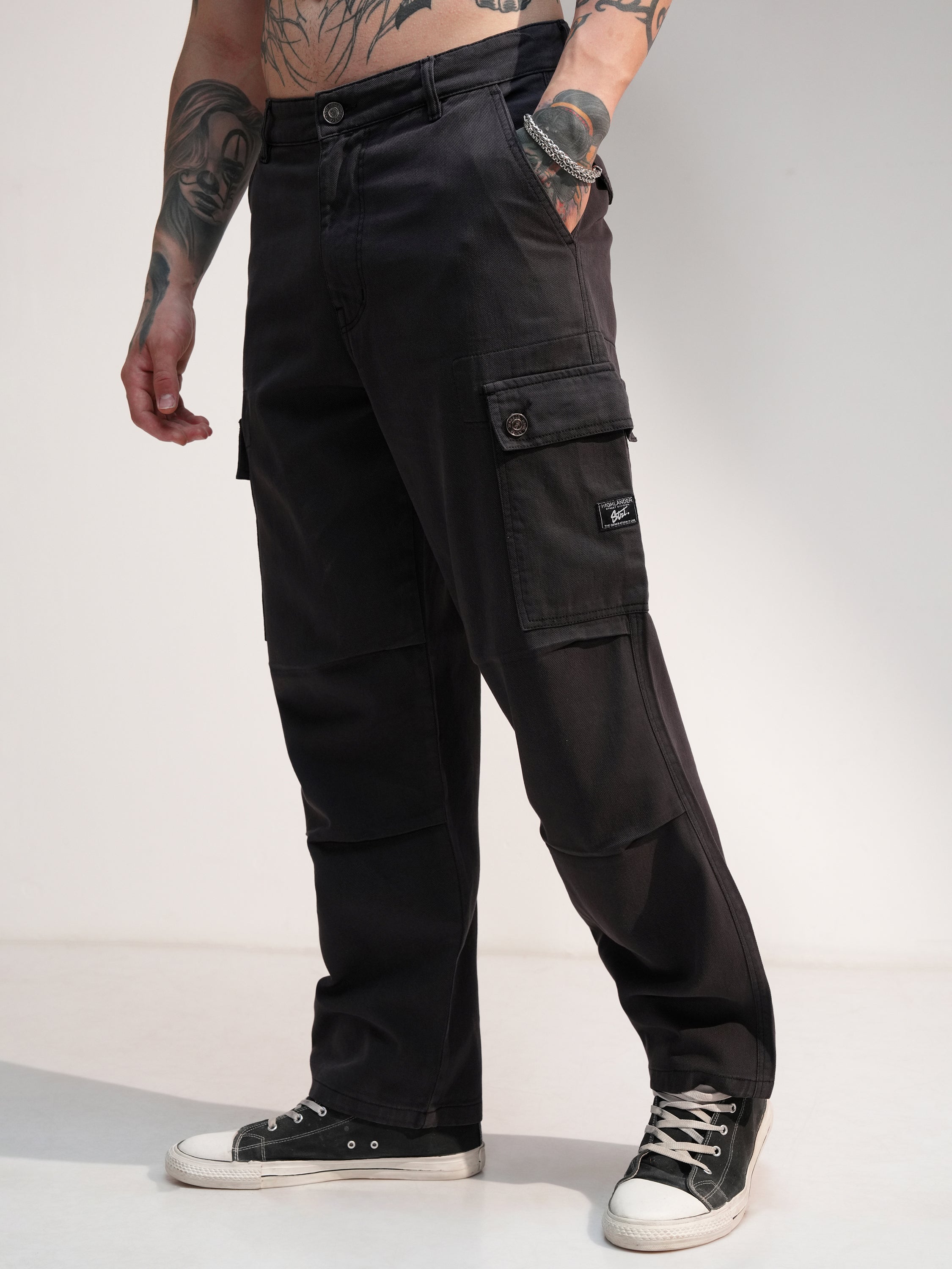 Highlander Men Grey Baggy Stretchable Jeans - Grey - Image 4
