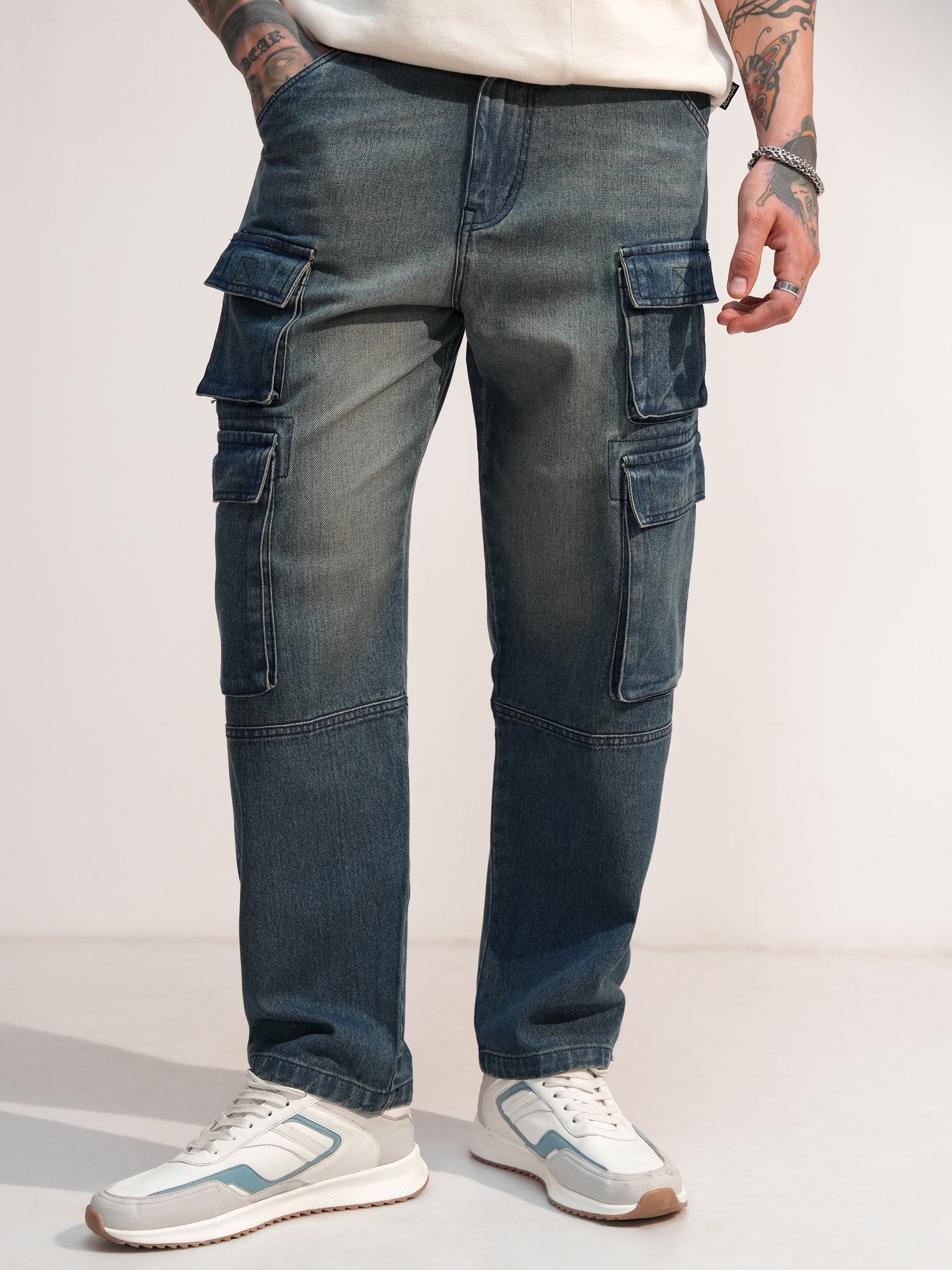 Highlander Men Blue Baggy Stretchable Jeans - Blue - Image 1