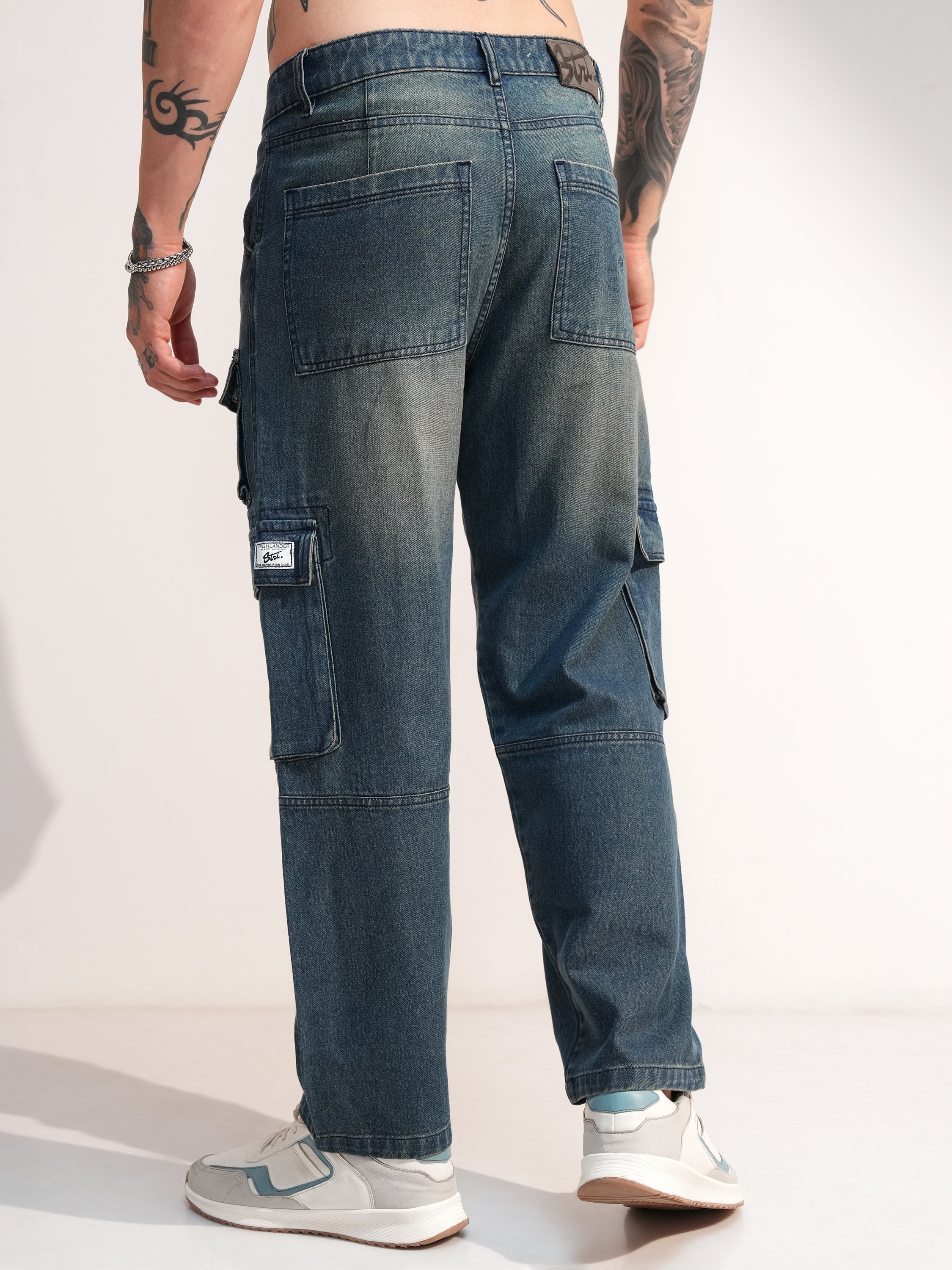 Highlander Men Blue Baggy Stretchable Jeans - Blue - Image 3