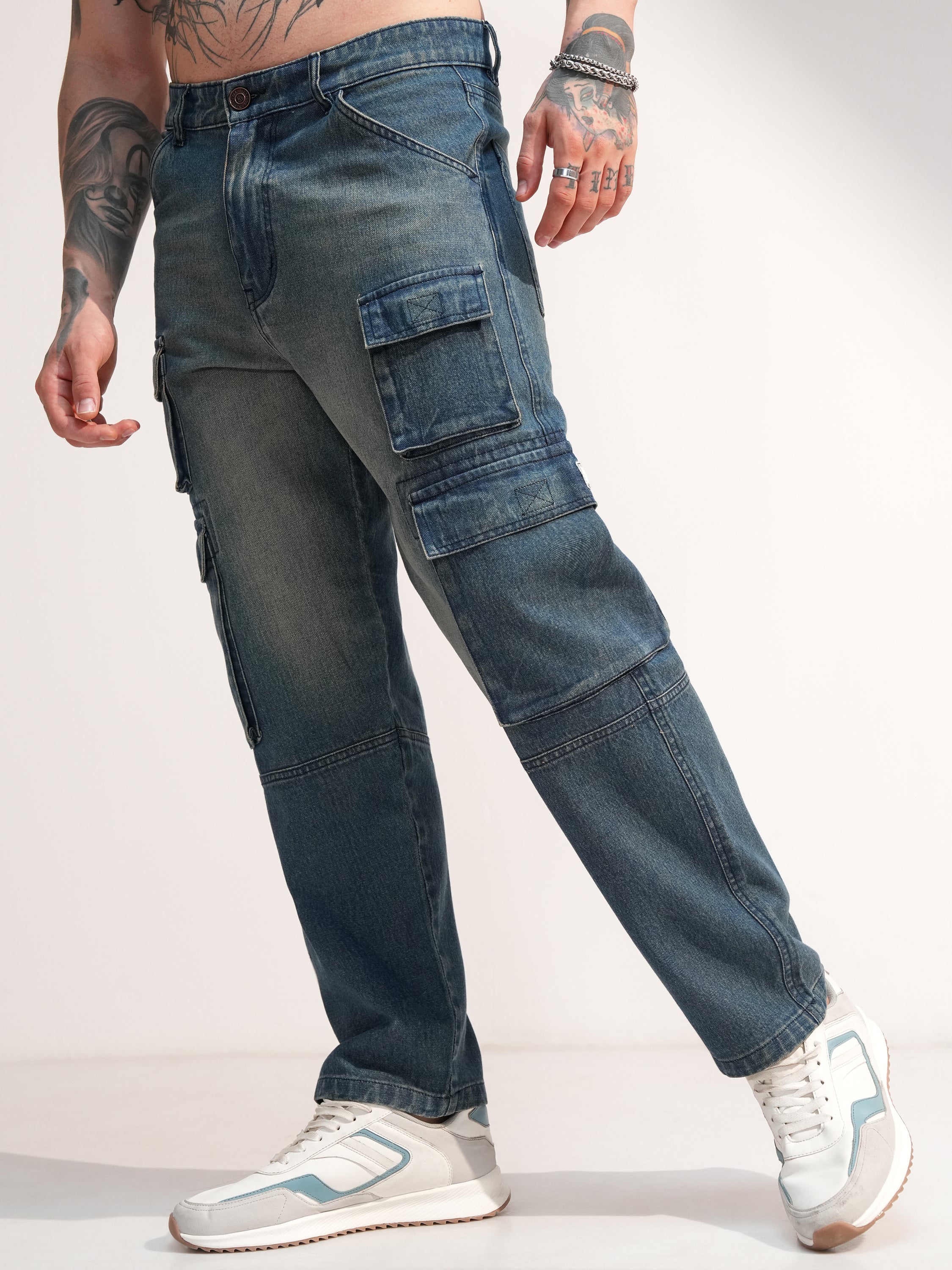Highlander Men Blue Baggy Stretchable Jeans - Blue - Image 4