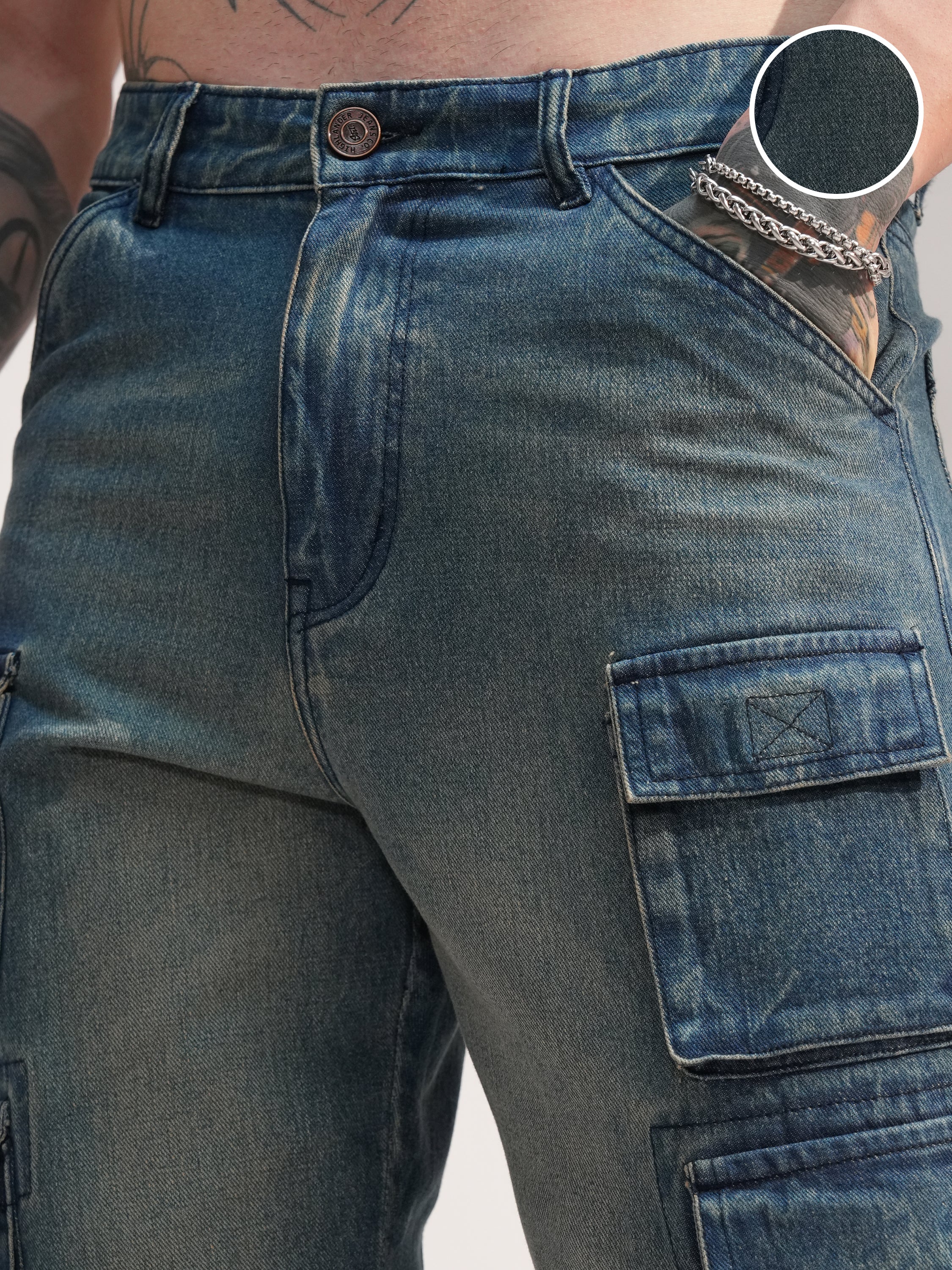 Highlander Men Blue Baggy Stretchable Jeans - Blue - Image 5