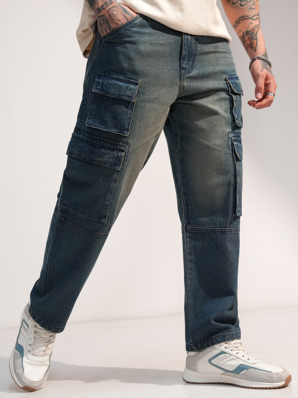 Highlander Men Blue Baggy Stretchable Jeans - Blue - Image 6