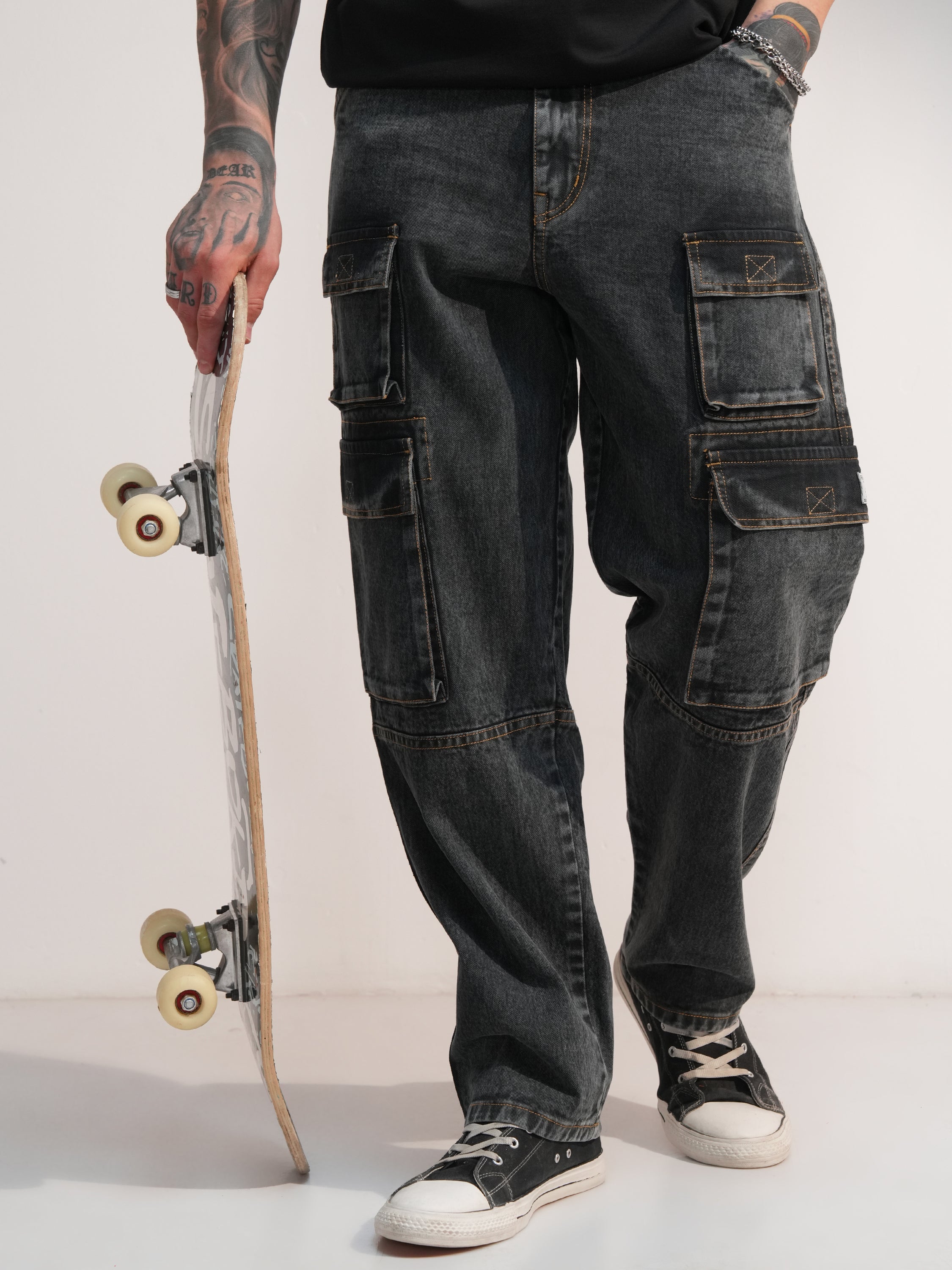 Highlander Men Grey Baggy Stretchable Jeans - Grey - Image 1