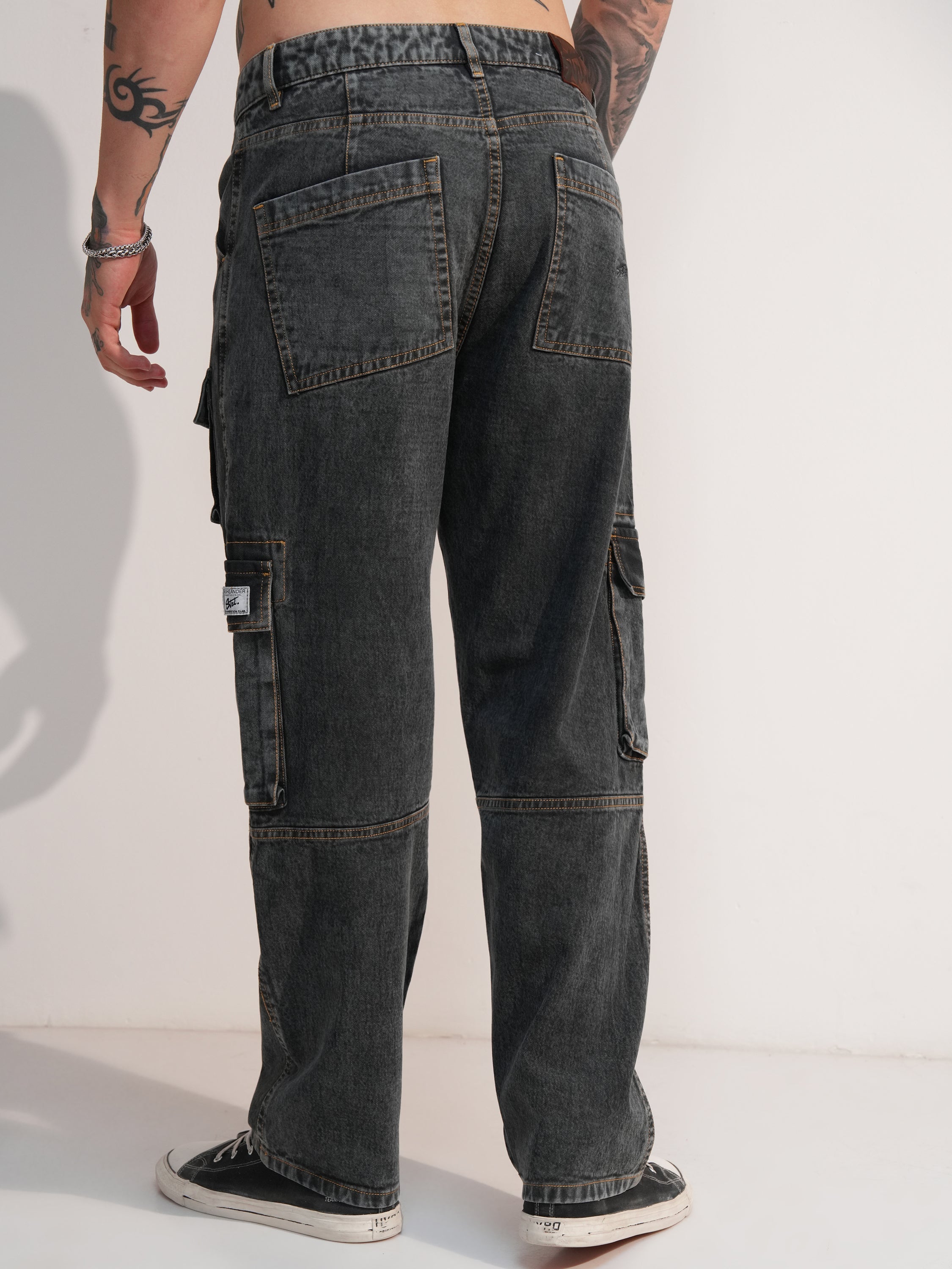 Highlander Men Grey Baggy Stretchable Jeans - Grey - Image 3