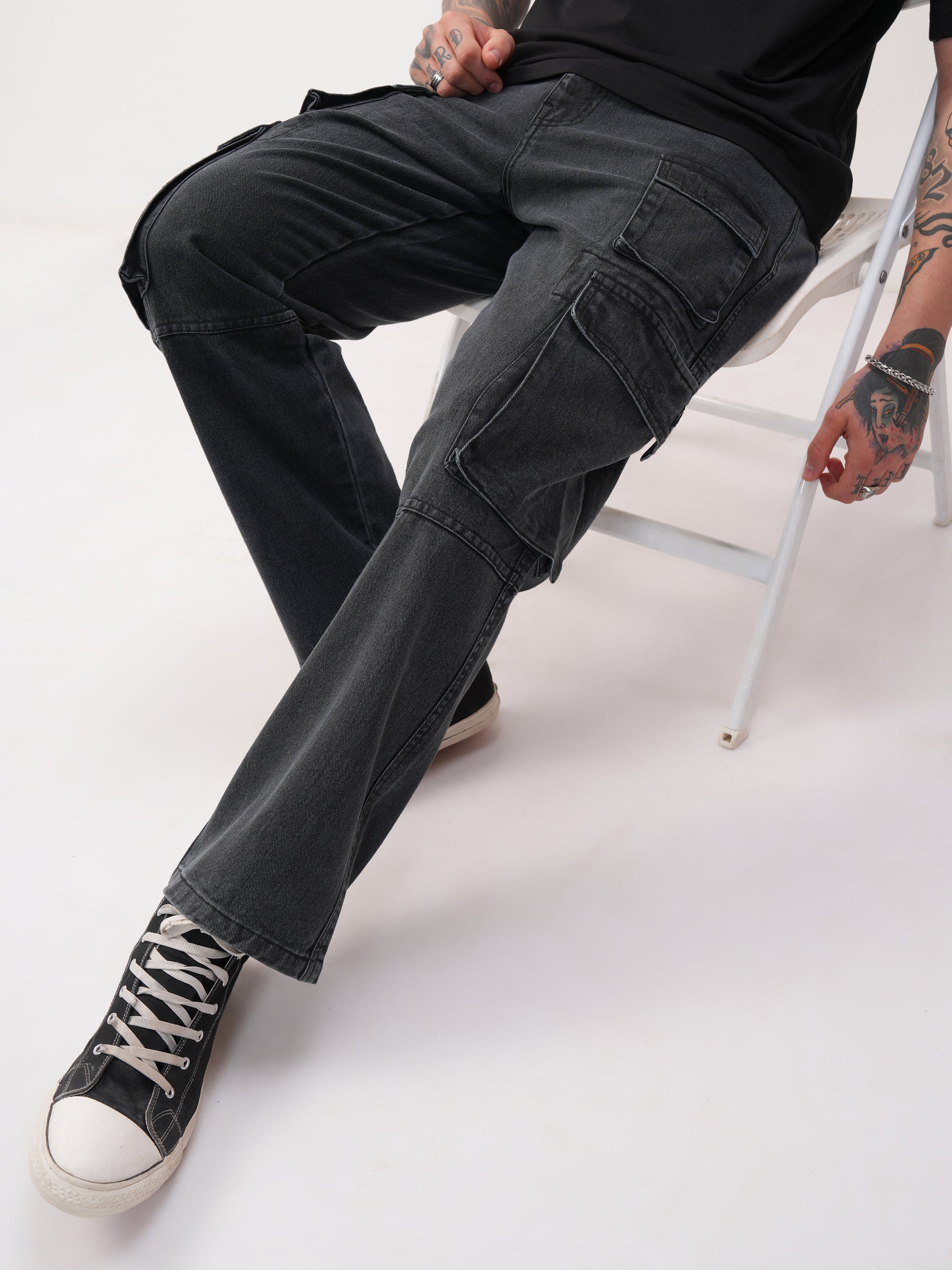 Highlander Men Grey Baggy Stretchable Jeans - Grey - Image 1