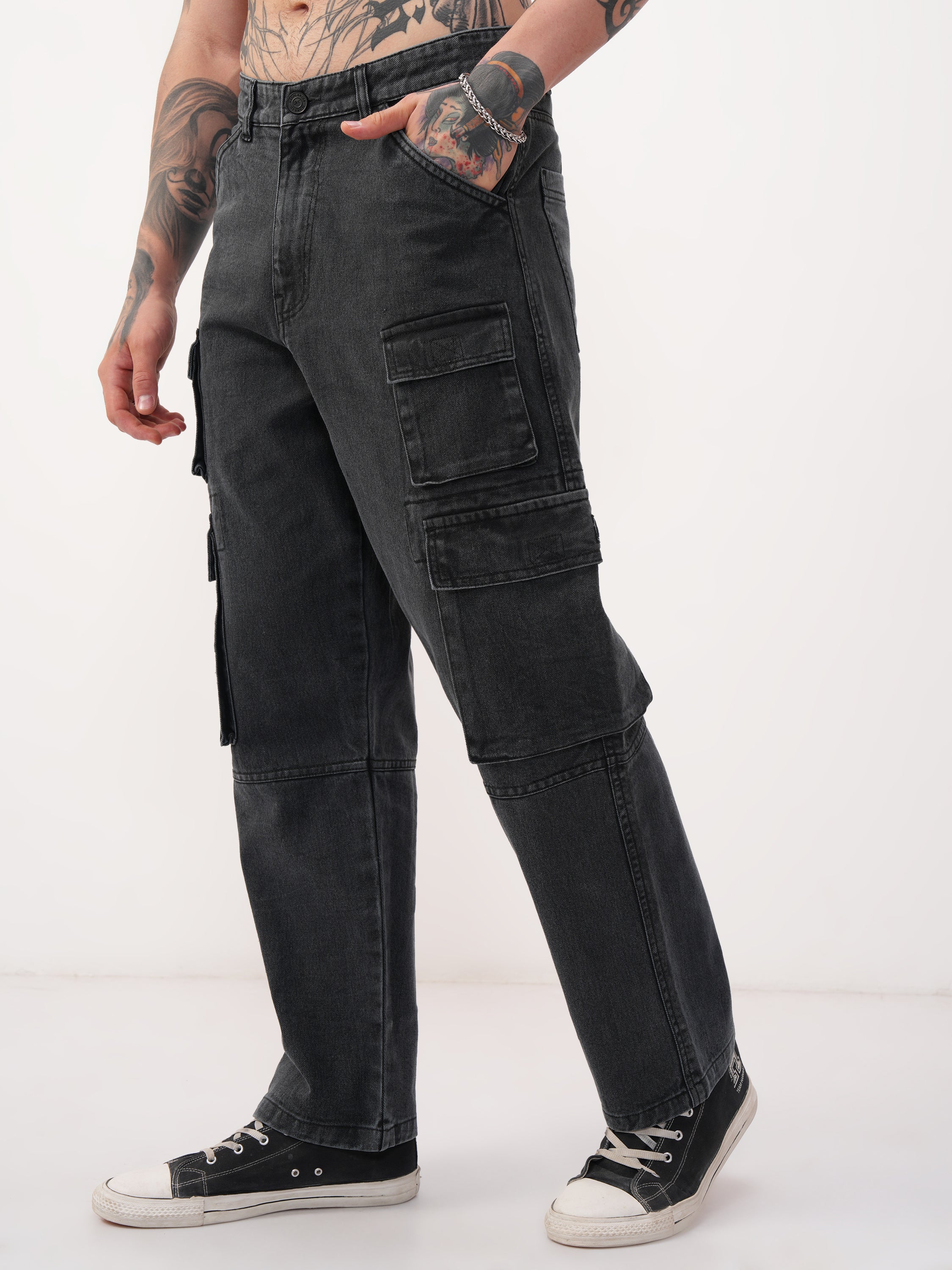 Highlander Men Grey Baggy Stretchable Jeans - Grey - Image 4