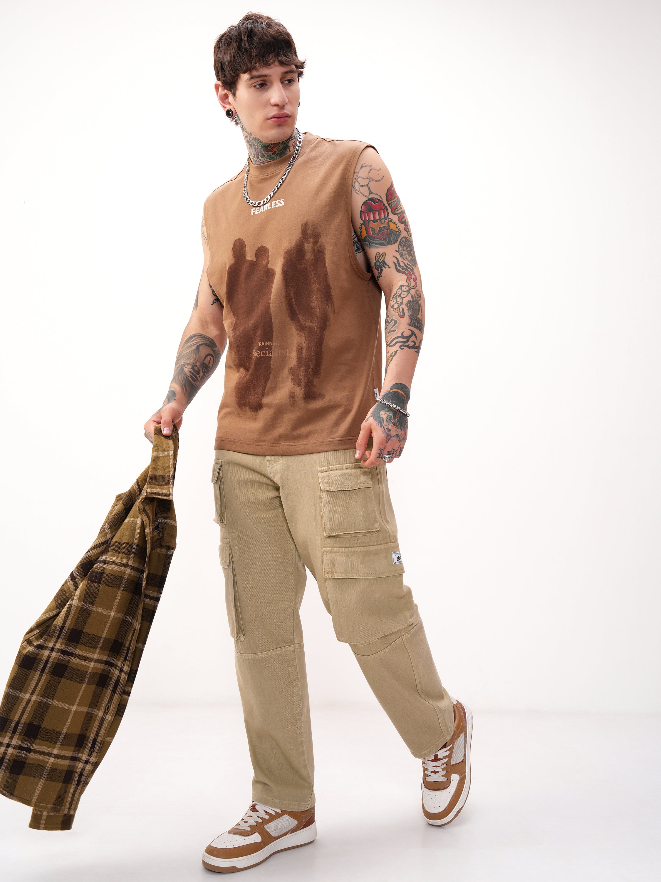 Highlander Men Khaki Baggy Stretchable Jeans - Khaki - Image 2