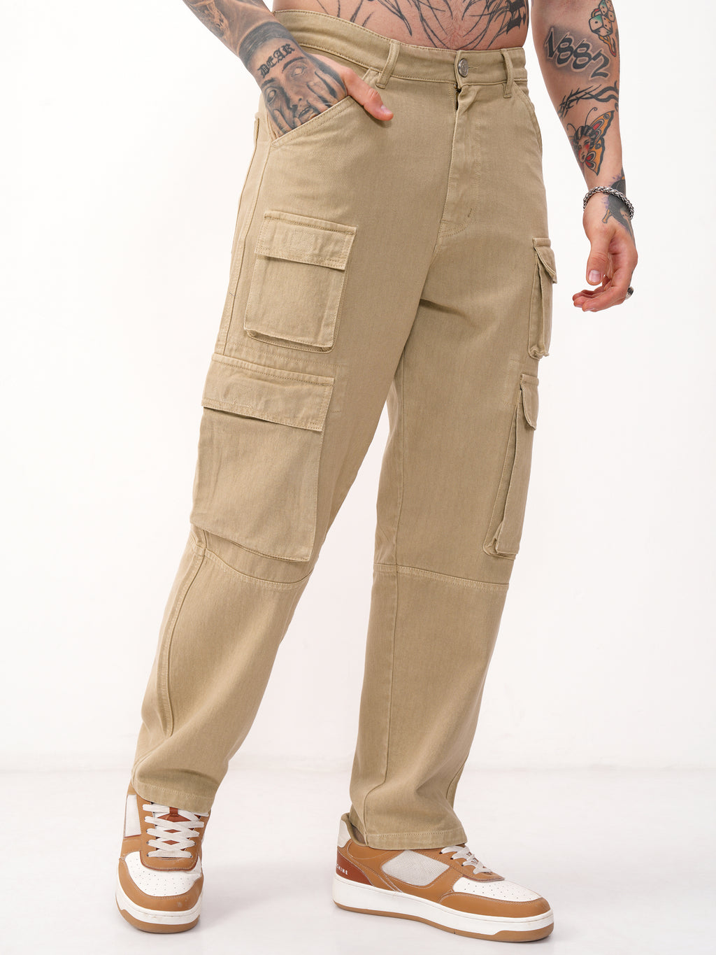 Highlander Men Khaki Baggy Stretchable Jeans - Khaki - Image 6
