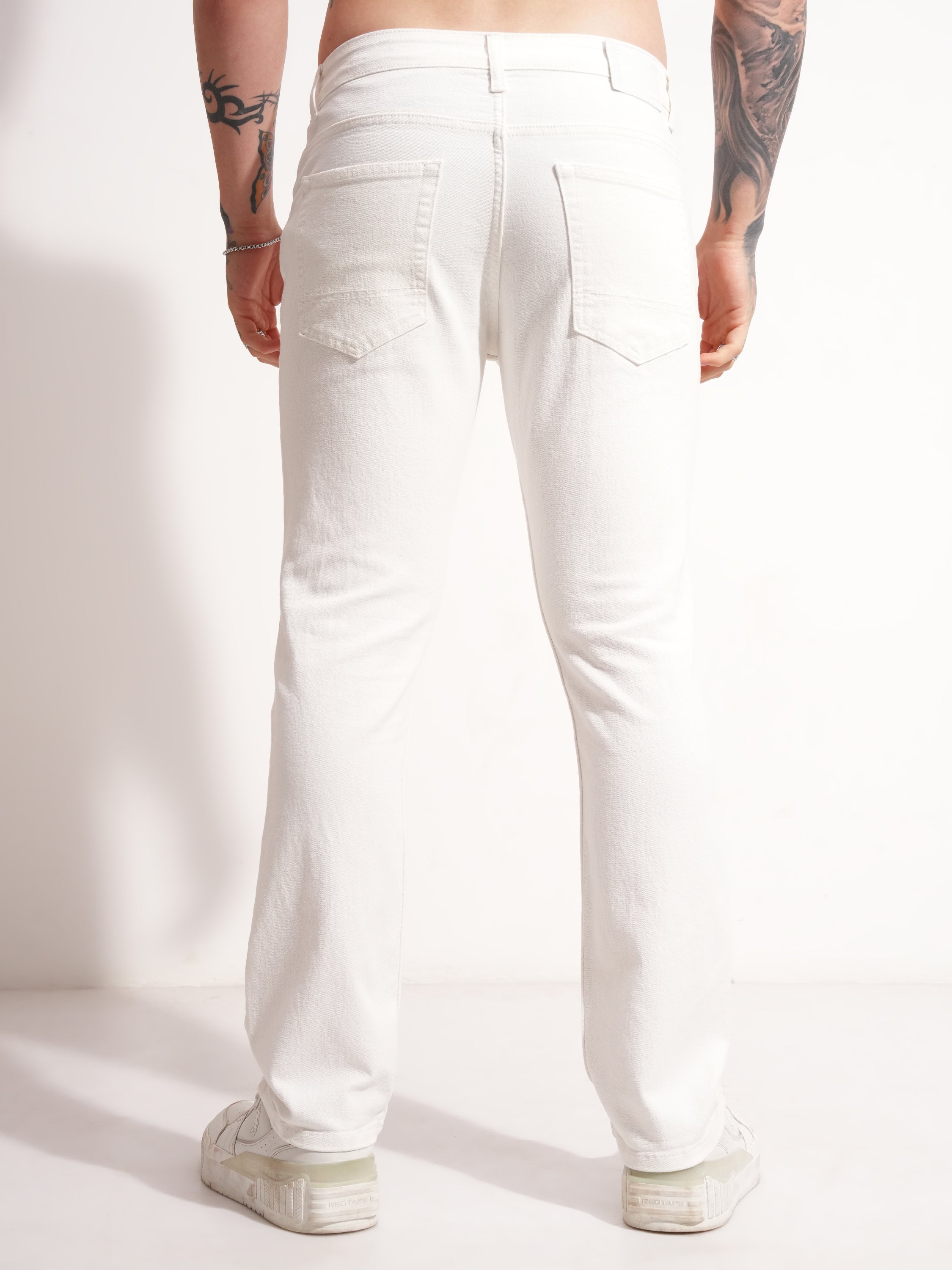 Highlander Men White Slim Fit Stretchable Jeans - White - Image 3
