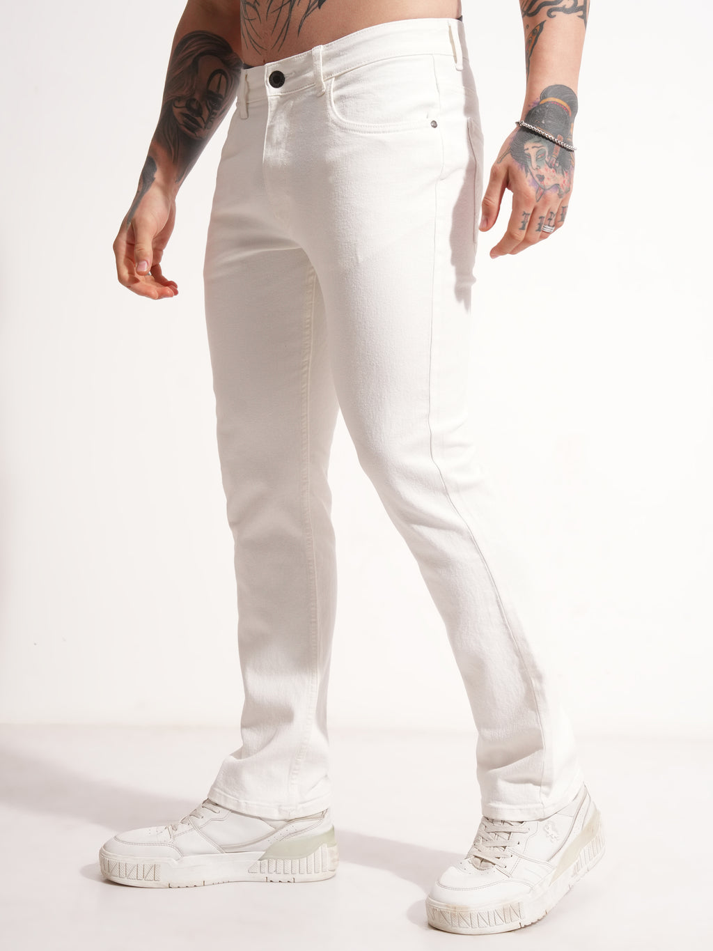 Highlander Men White Slim Fit Stretchable Jeans - White - Image 4