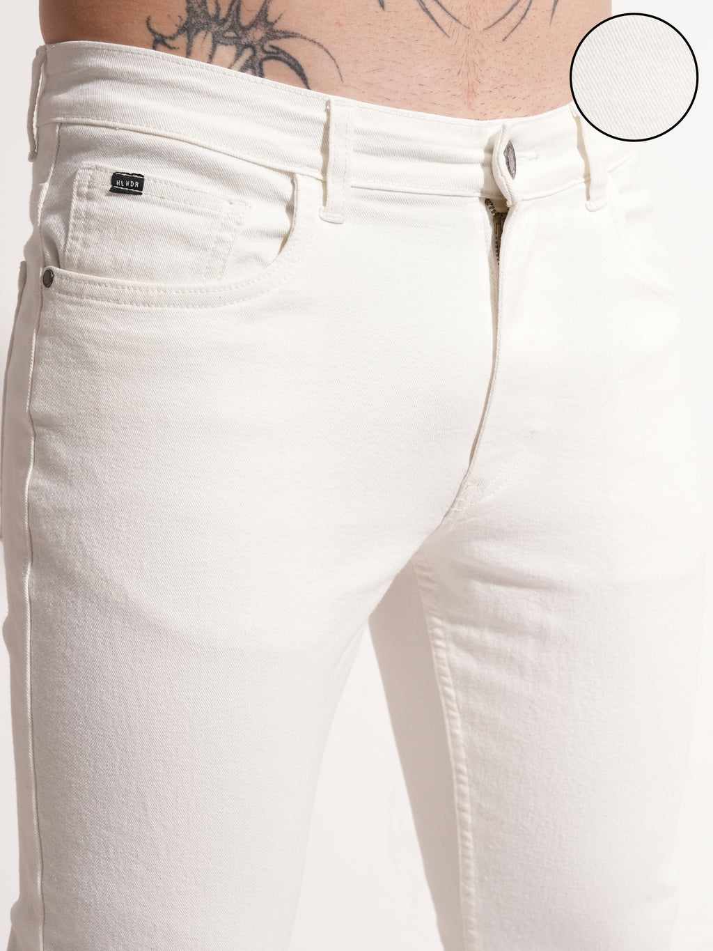Highlander Men White Slim Fit Stretchable Jeans - White - Image 5