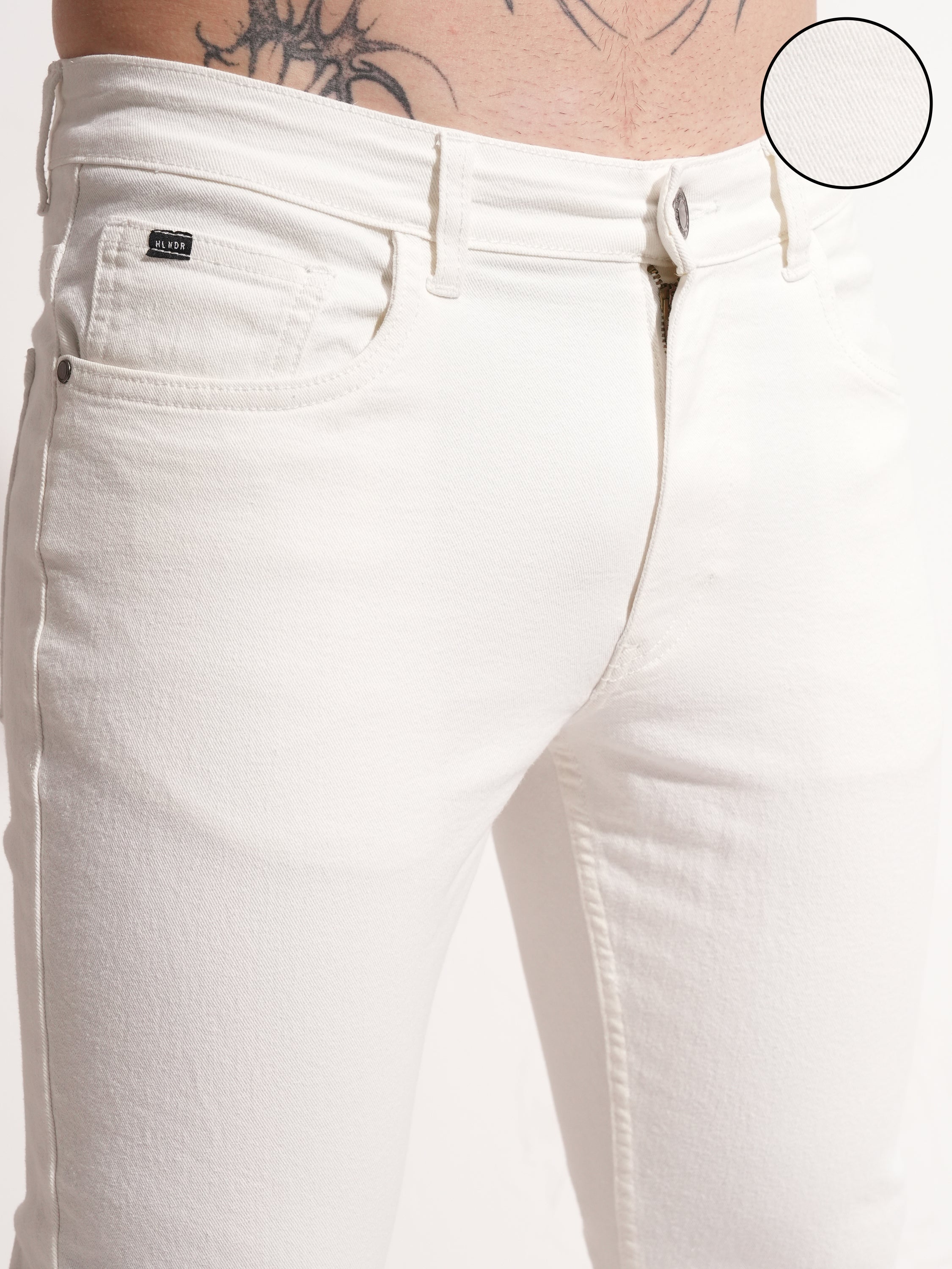 Highlander Men White Slim Fit Stretchable Jeans - White - Image 5