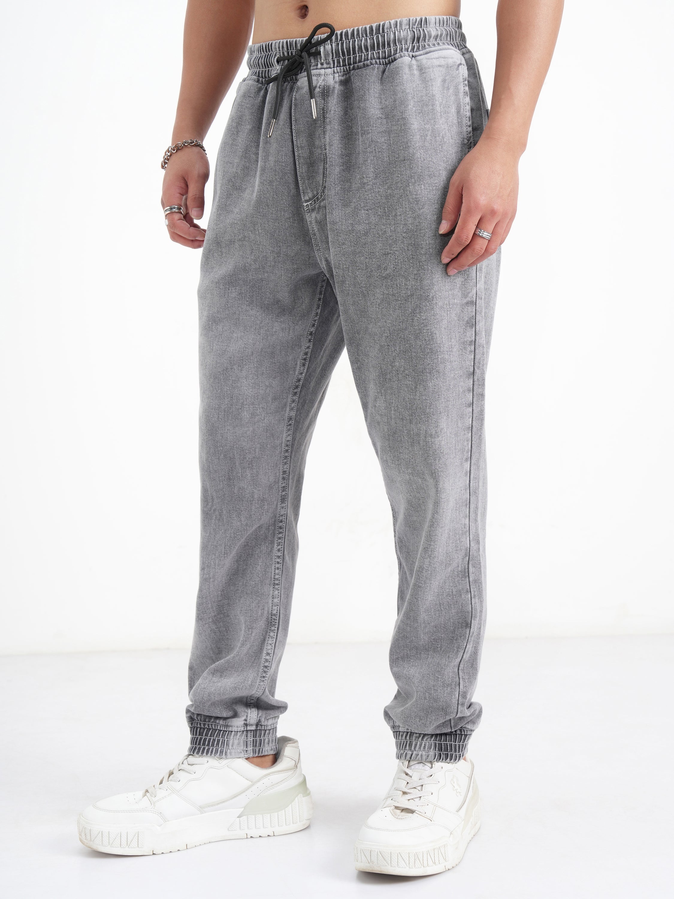 Highlander Men Grey Jogger Jeans - Grey - Image 4