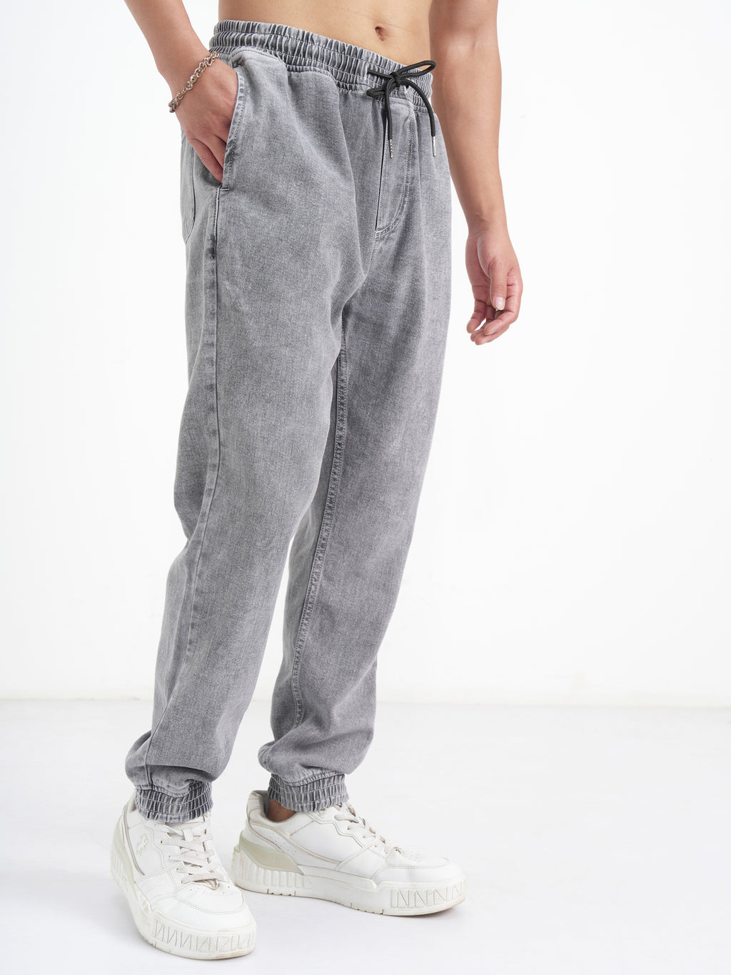 Highlander Men Grey Jogger Jeans - Grey - Image 6