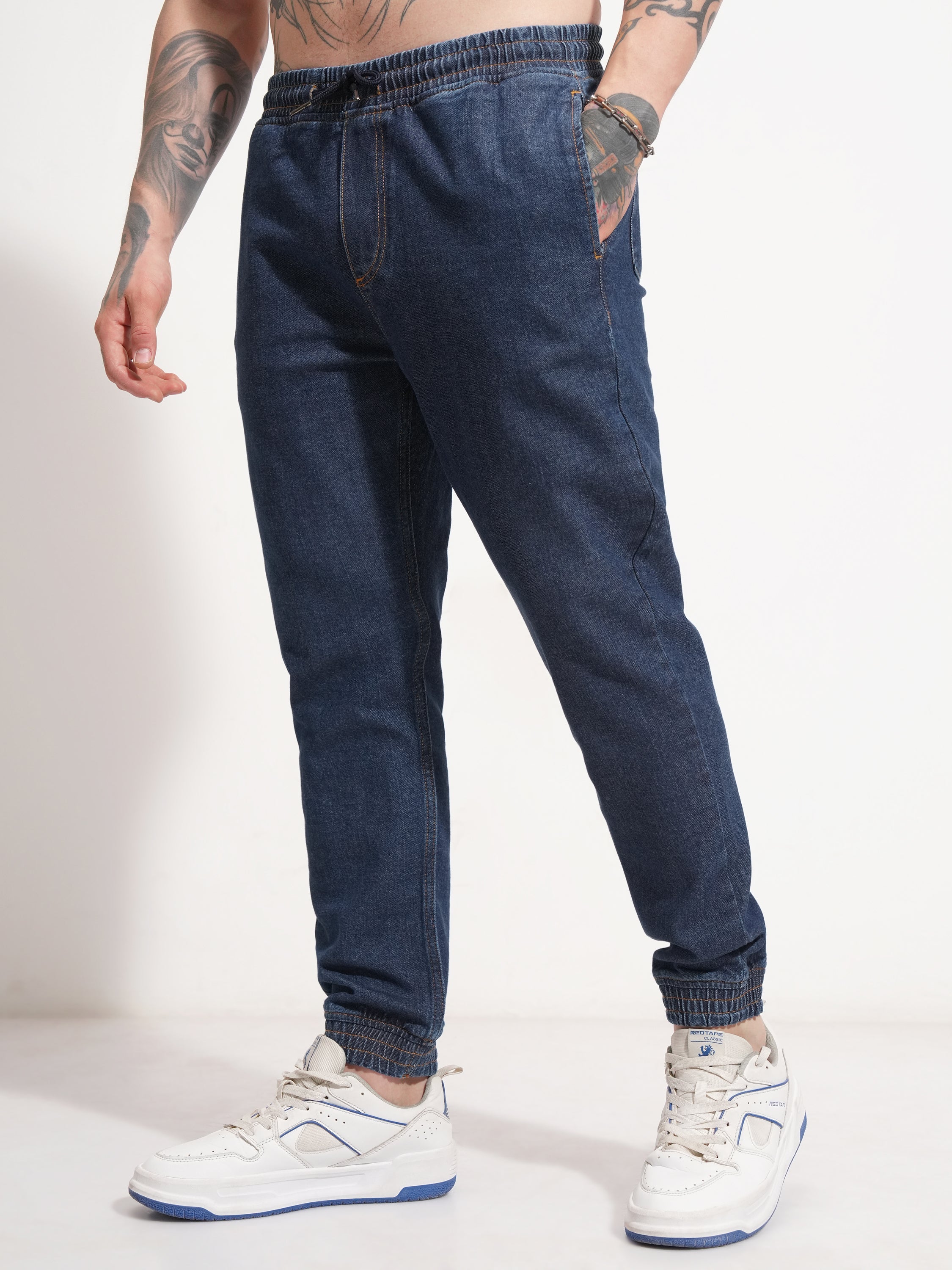 Highlander Men Blue Jogger Jeans - Blue - Image 4