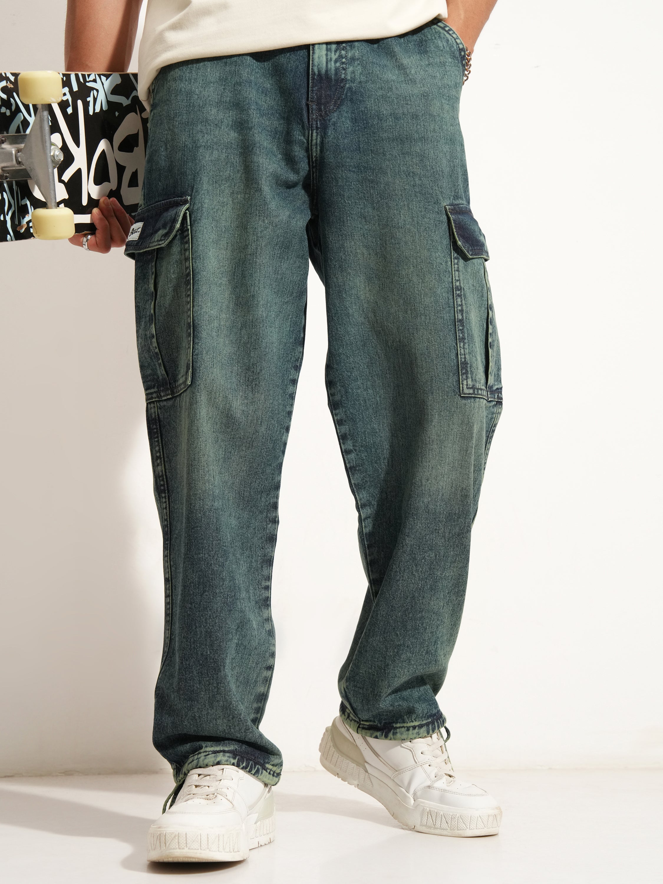 Highlander Men Blue Baggy Stretchable Jeans - Blue - Image 1