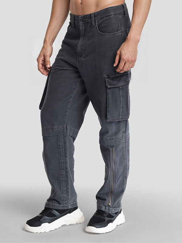 Highlander Men Grey Baggy Stretchable Jeans - Grey - Image 4