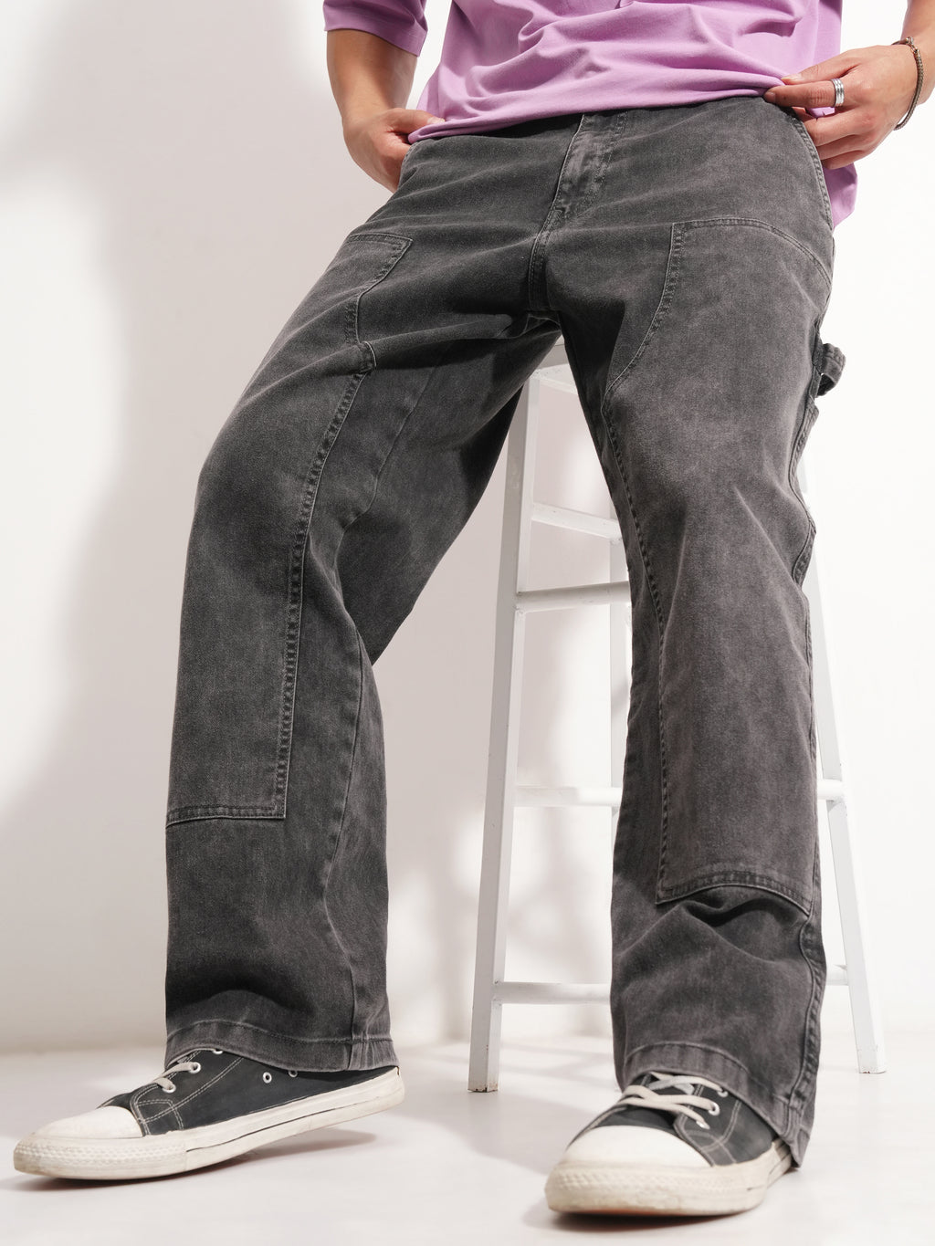 Highlander Men Grey Straight Fit Stretchable Jeans - Grey - Image 1