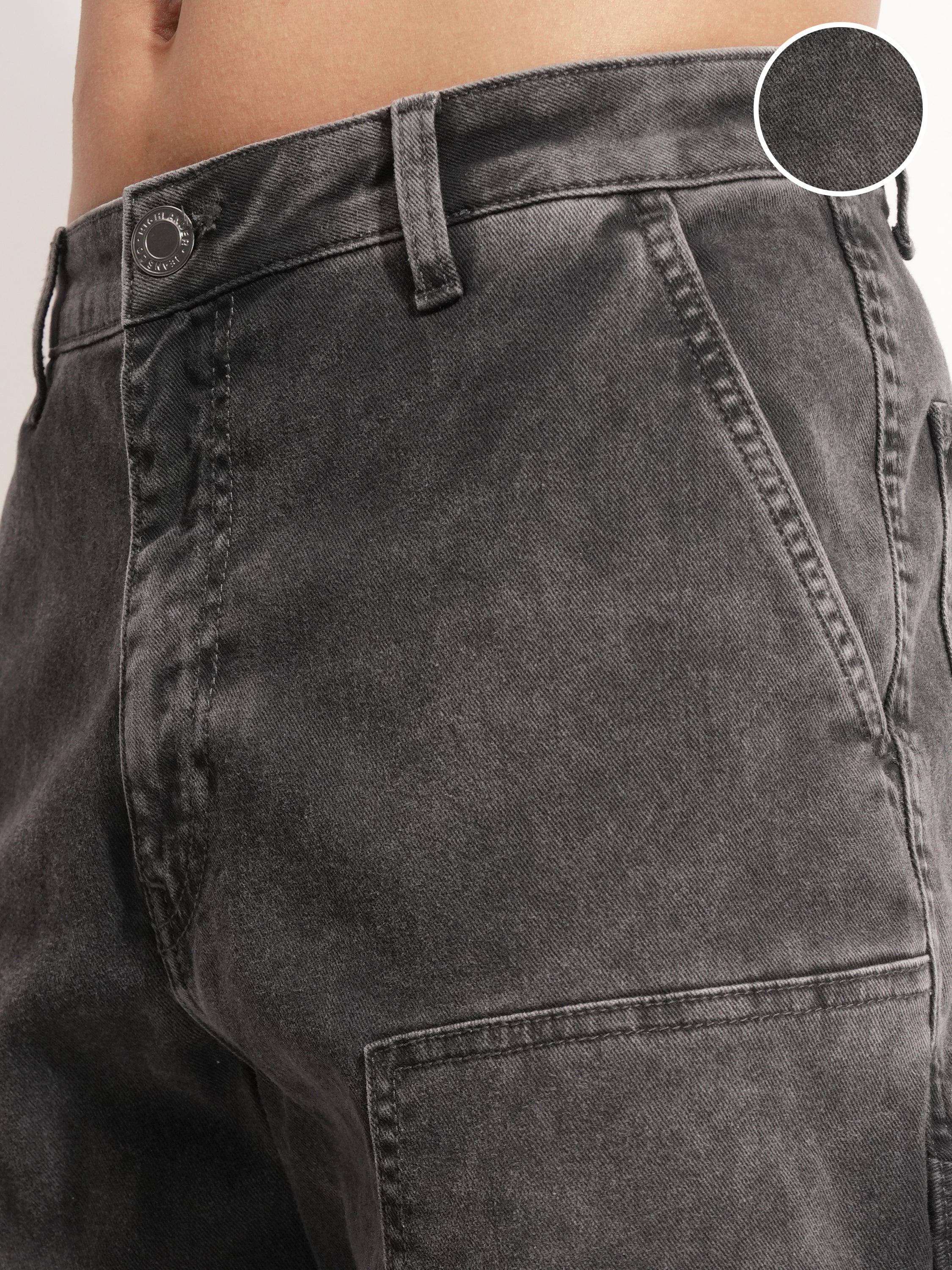 Highlander Men Grey Straight Fit Stretchable Jeans - Grey - Image 5