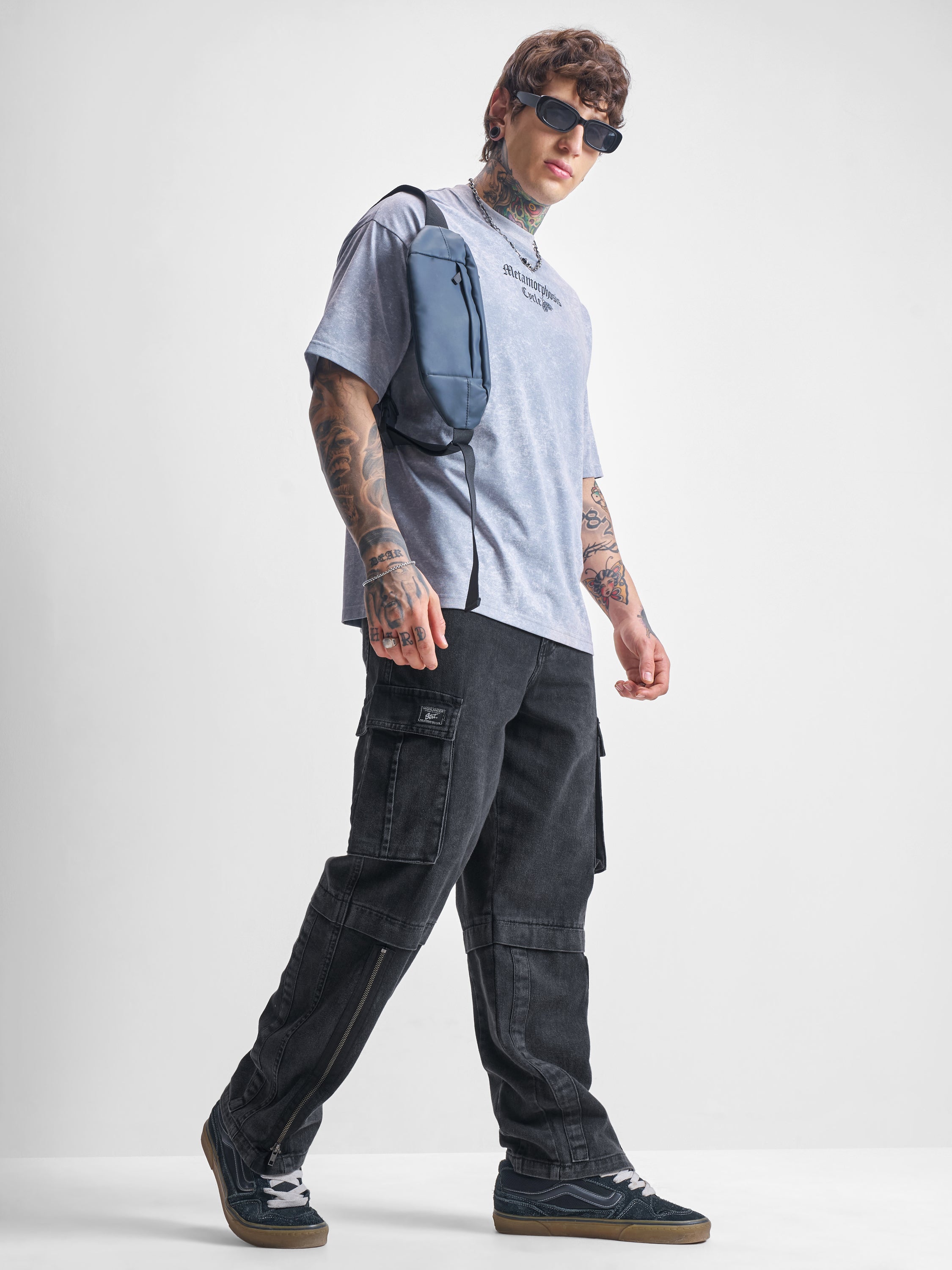 Highlander Men Black Baggy Jeans - Black - Image 2