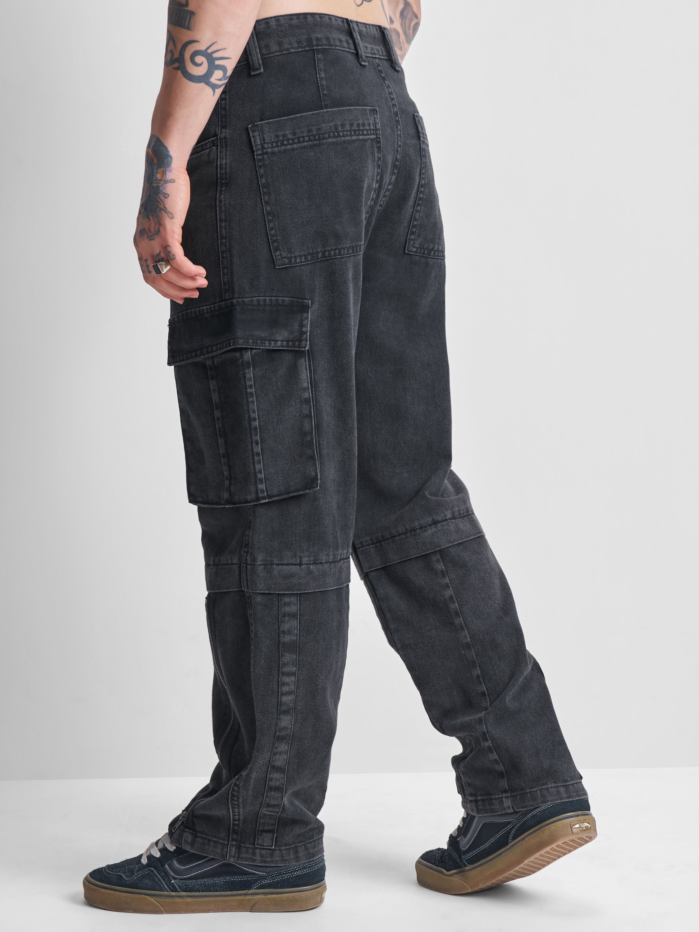 Highlander Men Black Baggy Jeans - Black - Image 3