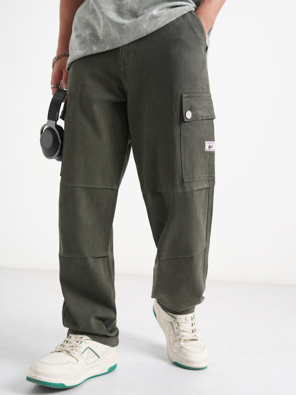 Highlander Men Olive Straight Fit Jeans - Olive - Image 1