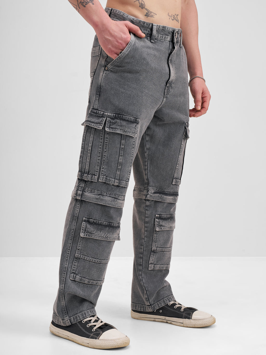 Highlander Men Grey Baggy Fit Stretchable Jeans - Grey - Image 6
