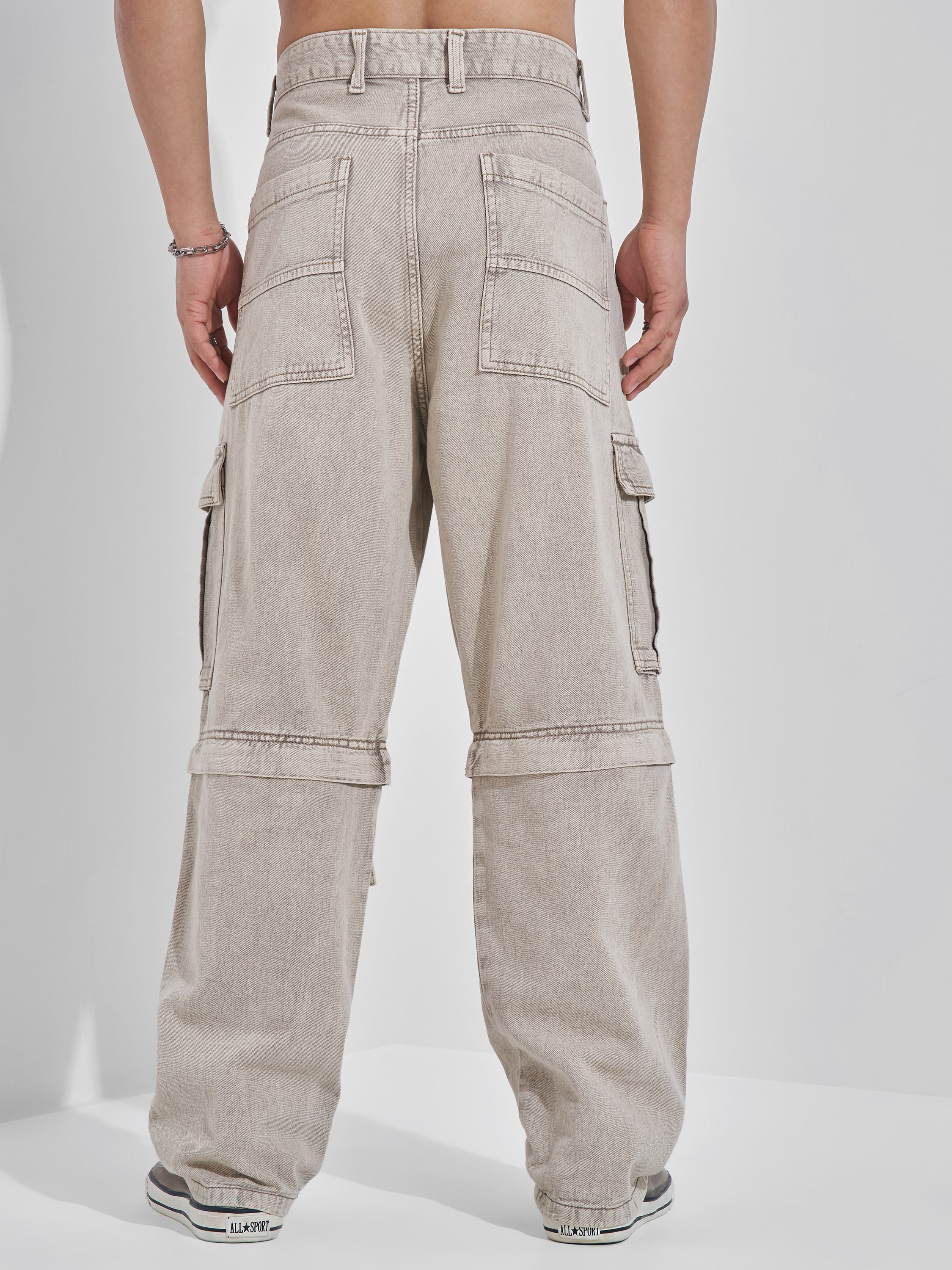 Highlander Men Grey Baggy Jeans - Grey - Image 3