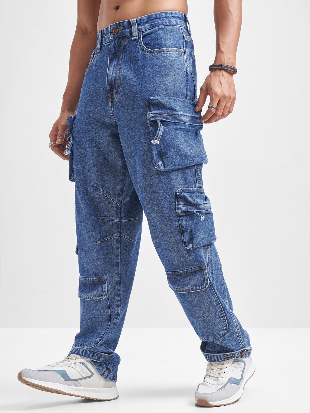 Highlander Men Blue Baggy Jeans - Blue - Image 4